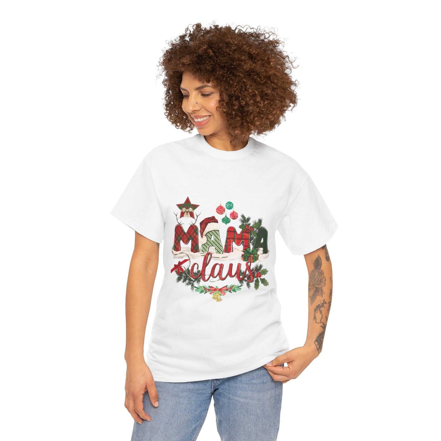 Mama Claus Christmas Shirt featuring festive design, perfect holiday gift for moms.