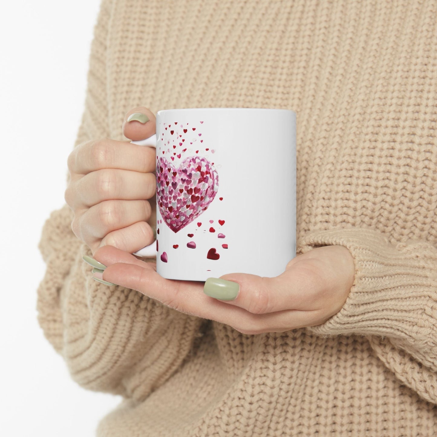 3D Hearts Valentines Day Mugs, Red Hearts Mugs Gift