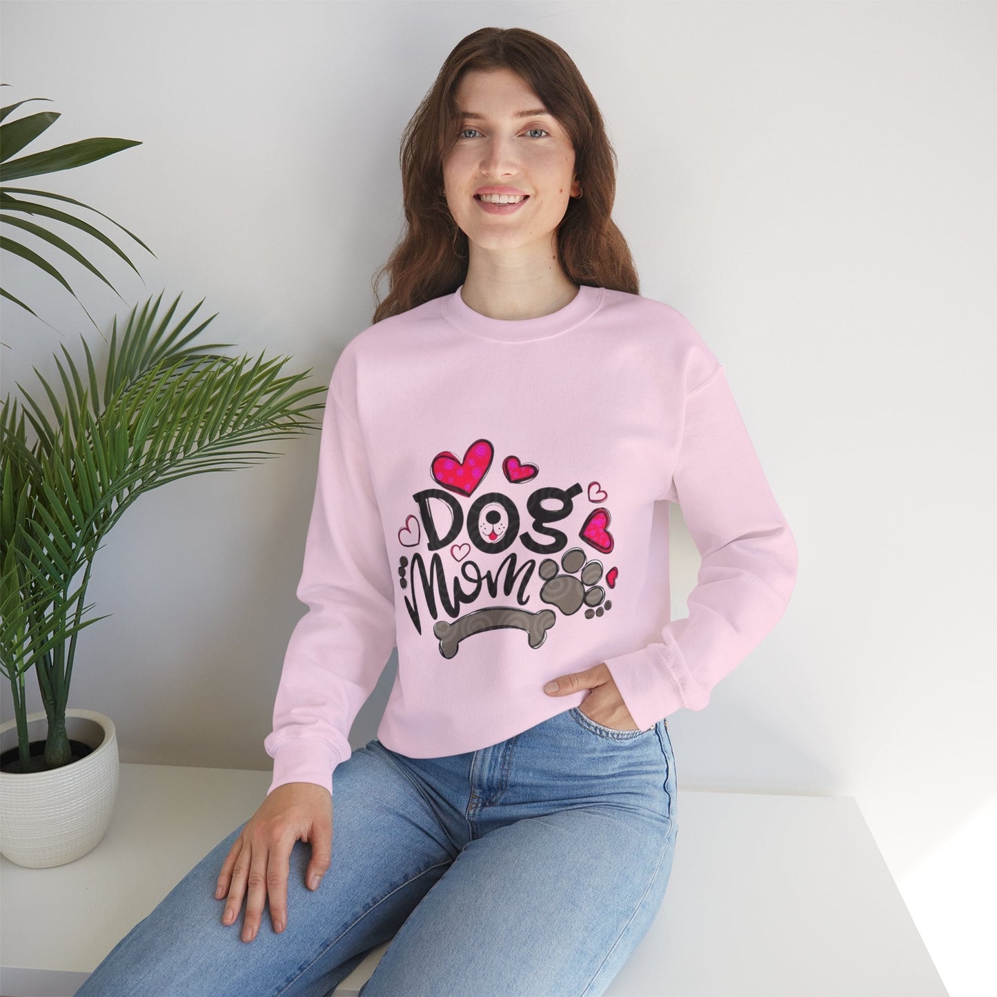 Dog Mom Love Crewneck Sweatshirt - Cozy Gift for Pet Owners