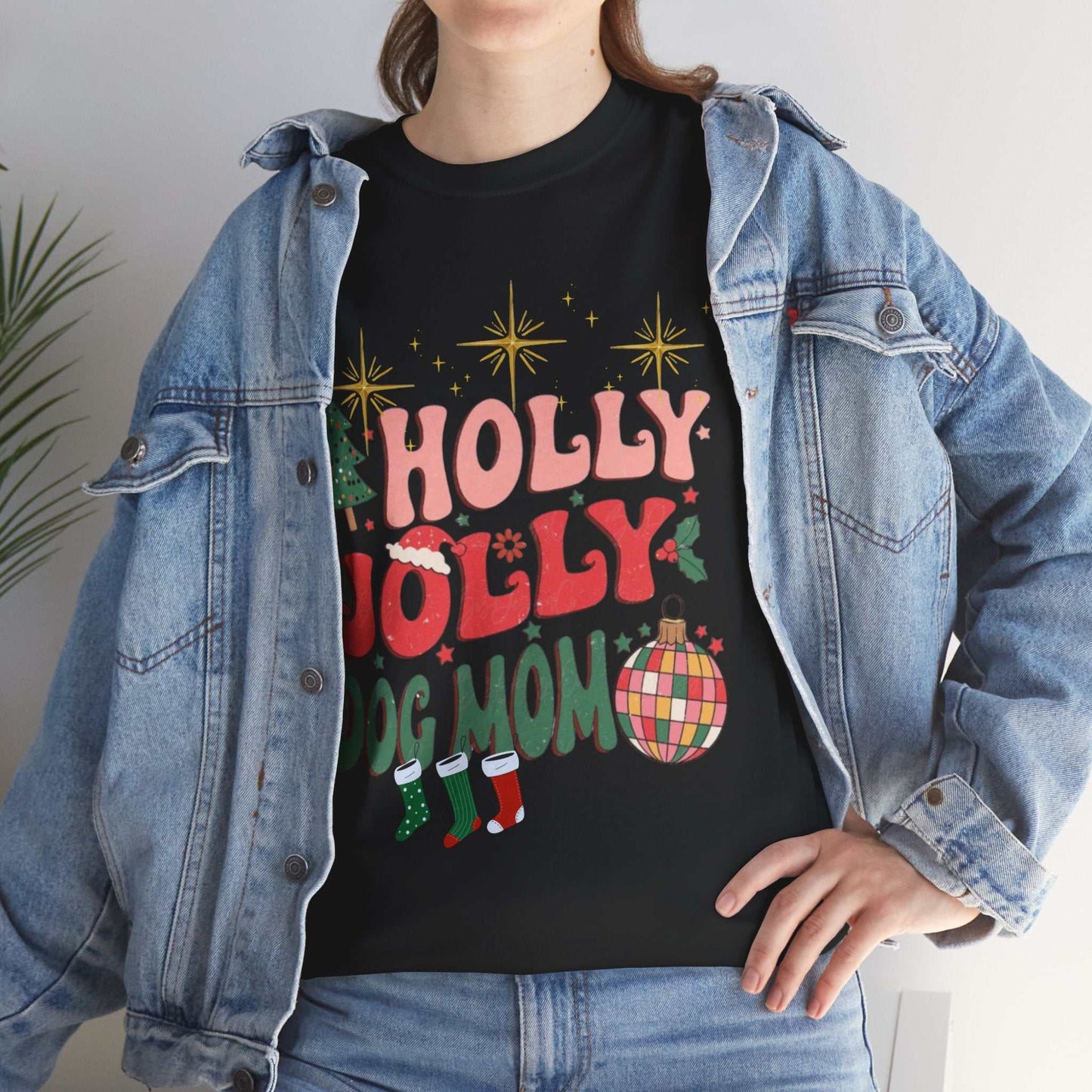 Retro Christmas Shirt, Holly Jolly Dog Mom Gift