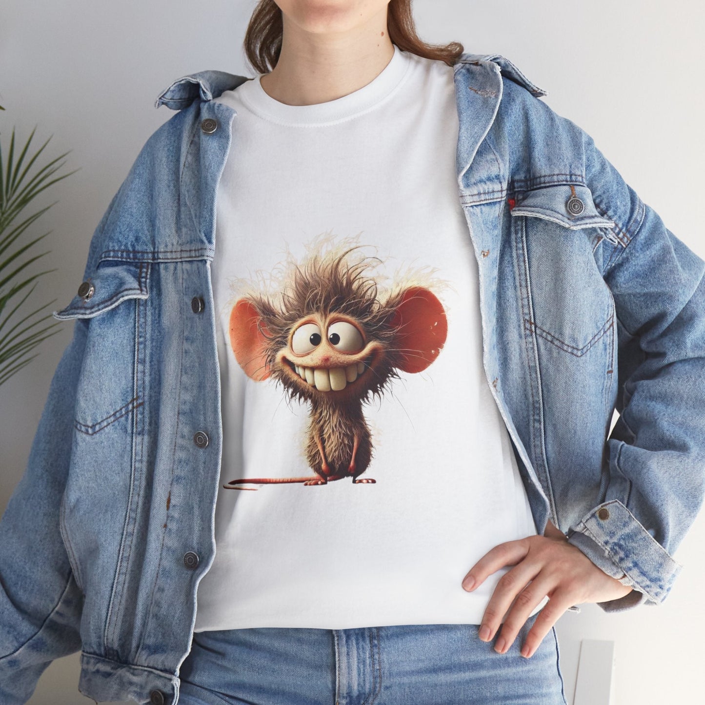 Funny Cartoon Mouse Unisex Heavy Cotton Tee - Perfect for Casual Wear and Gift Giving