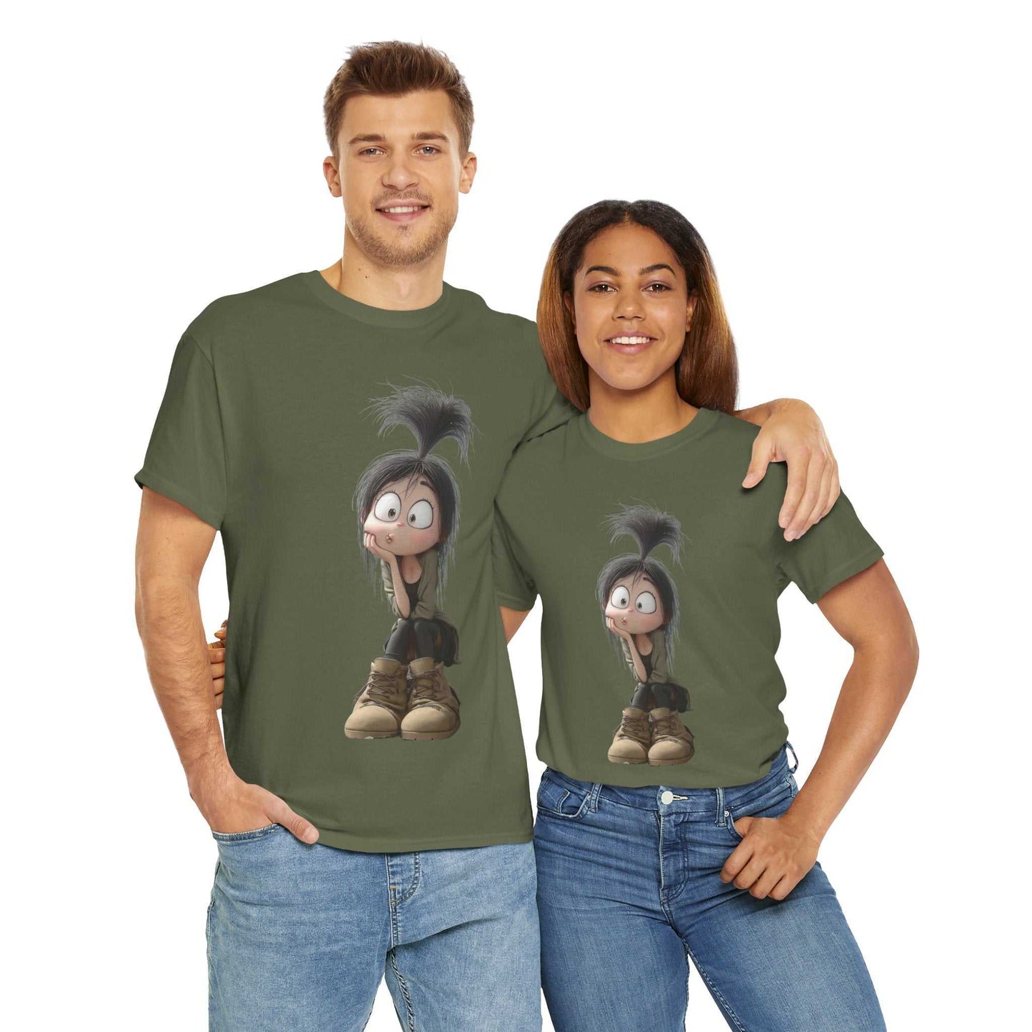 Whimsical Cartoon Character Tee, Fun Unisex Cotton Shirt Graphic Tee, Gift for Kids