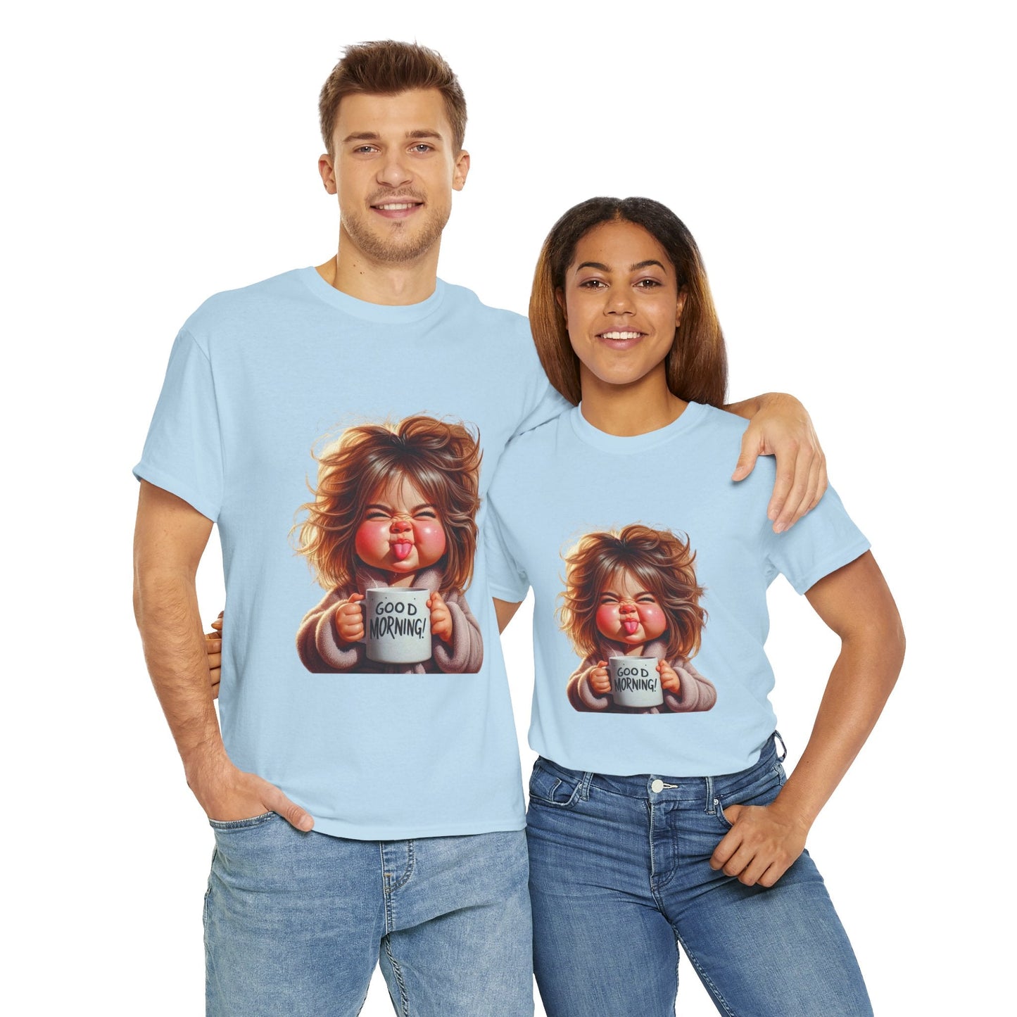 Good Morning Graphic Tee Unisex Heavy Cotton - Cute Cartoon Design Gift