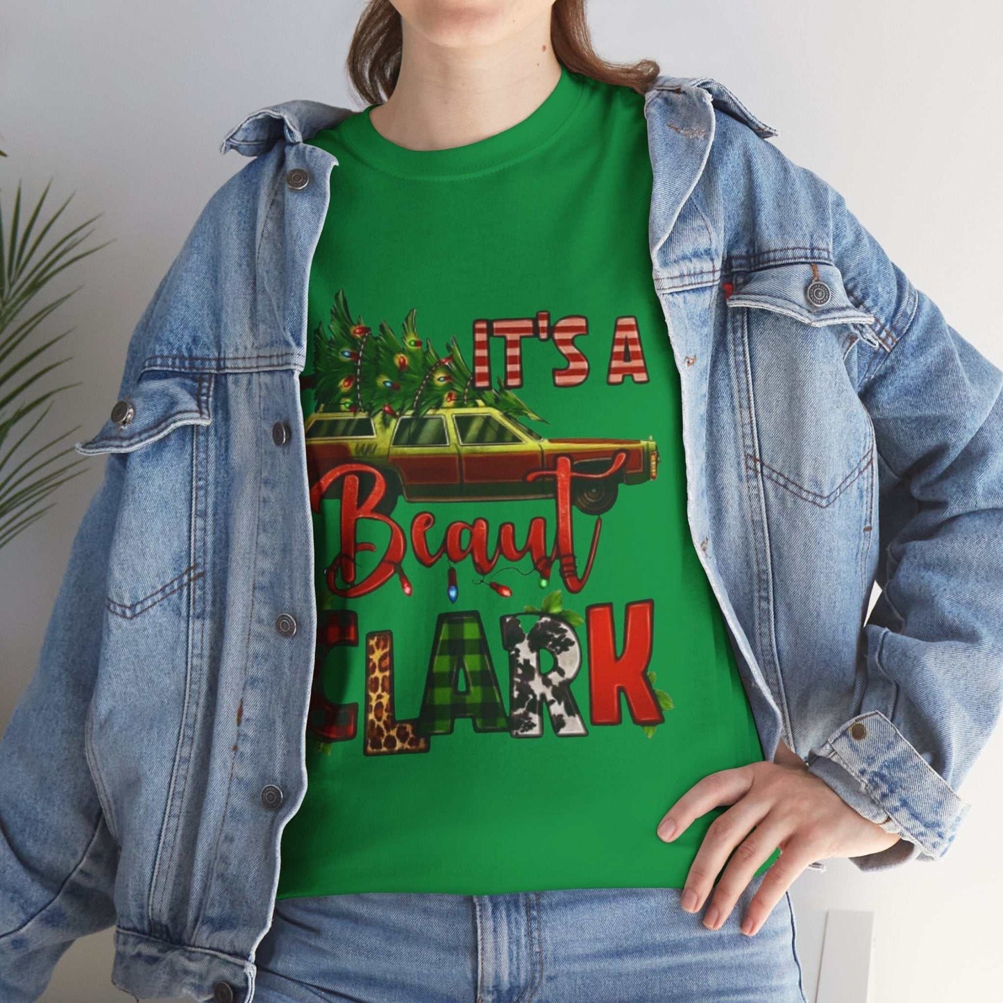 Retro Christmas tee with "Its A Beaut Clark" design, inspired by National Lampoon's Christmas Vacation.