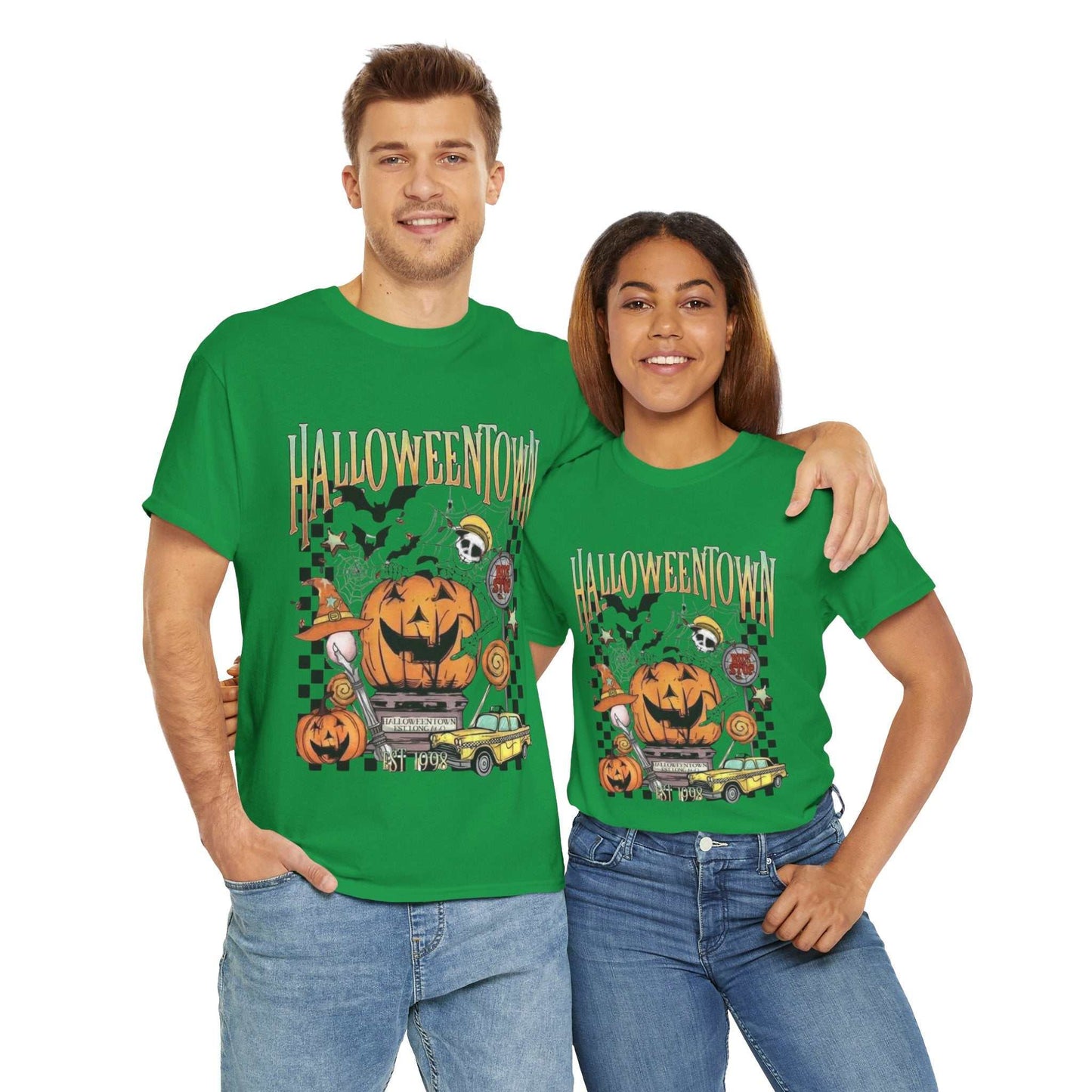 Retro Halloweentown Shirt with pumpkin and ghost design, perfect for spooky season celebrations.
