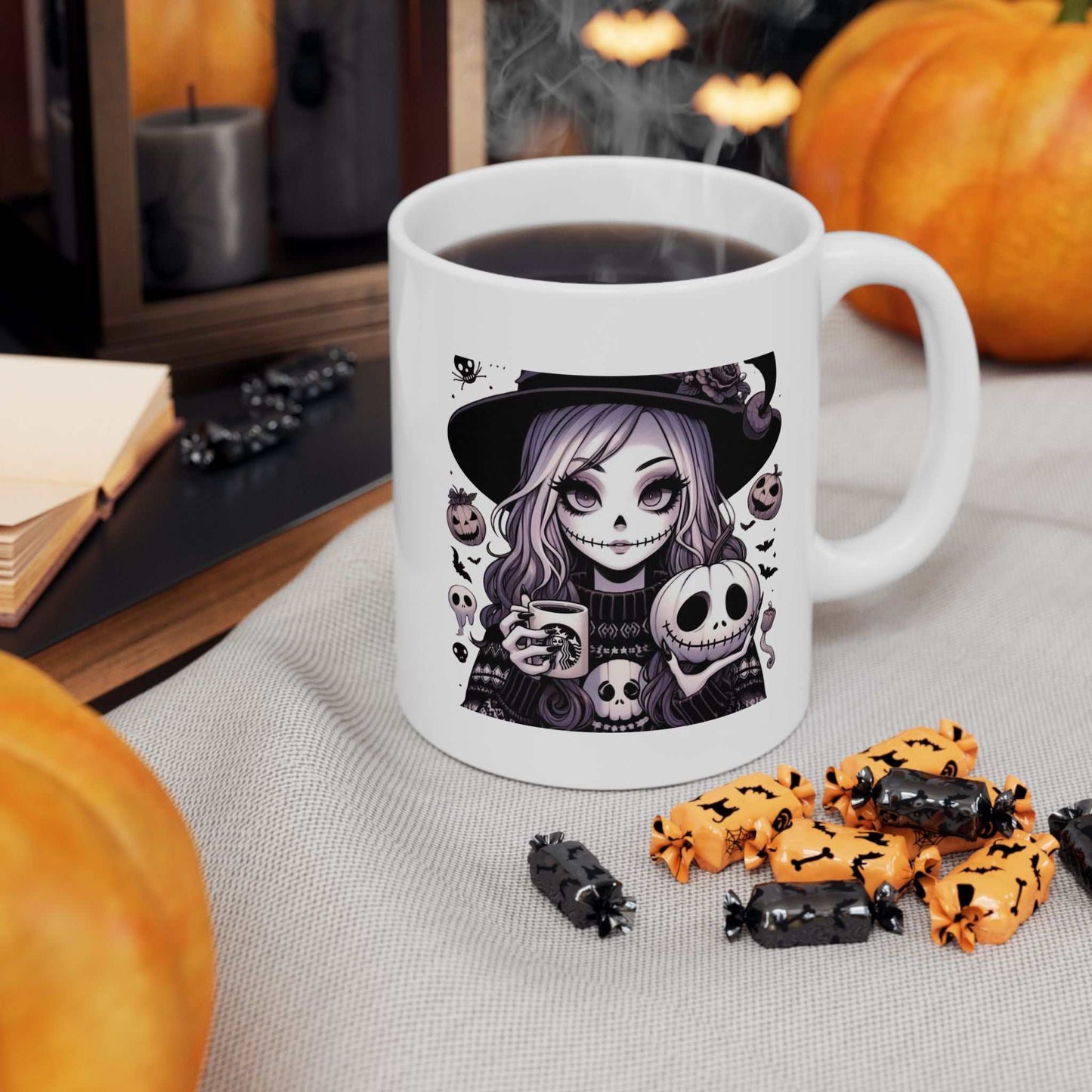 Halloween Girl Mugs, Girl Ghost Mugs, Gift for Halloween Lovers