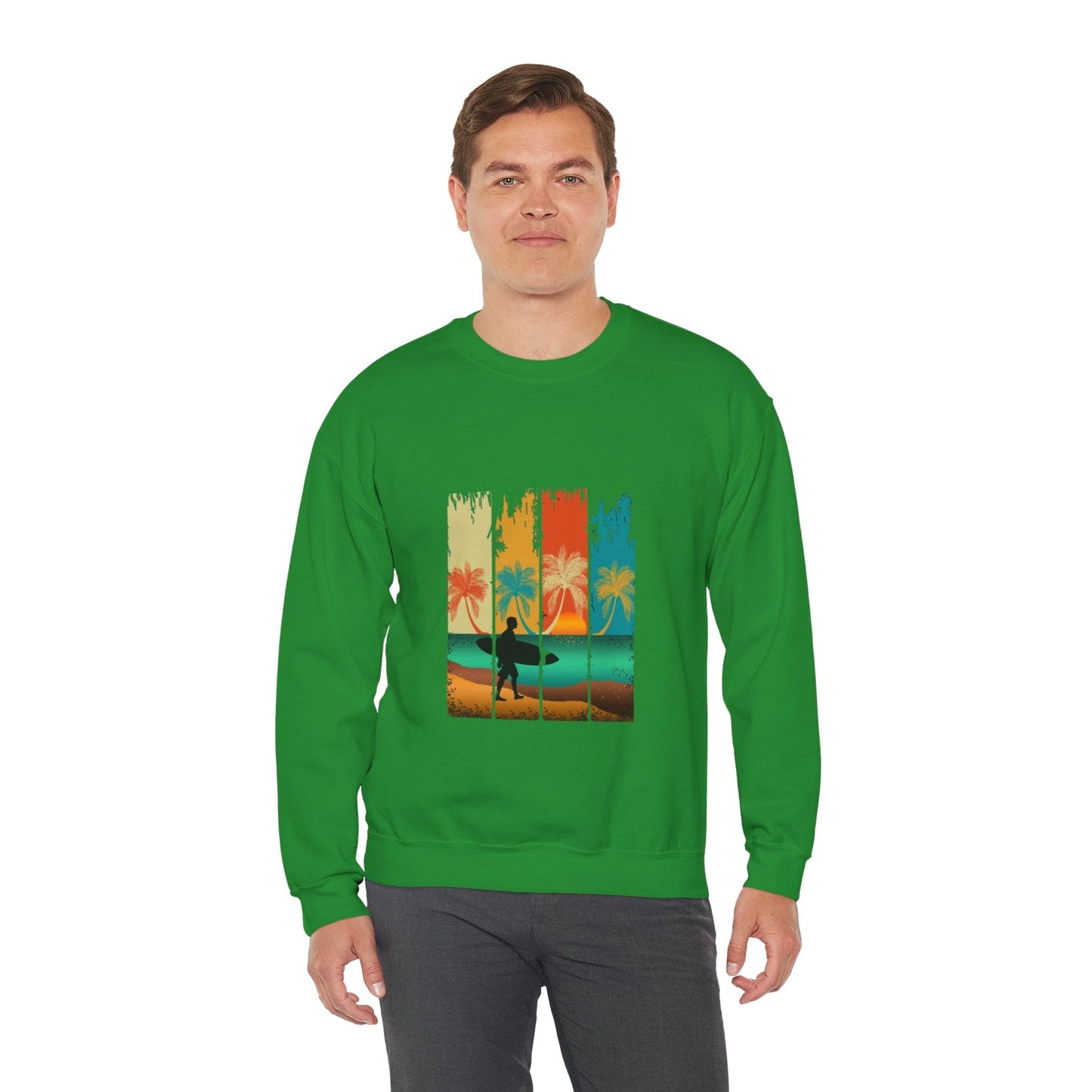 Tropical Sunset Sweatshirt, Relaxed Vibes Crewneck, Beach Lover Gift