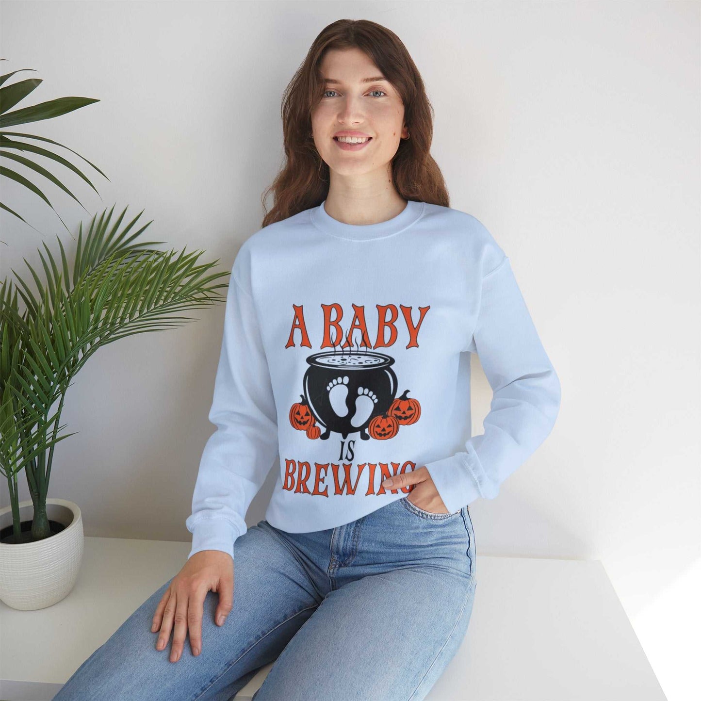 Brewing Sweetshirt for Halloween Pregnancy Announcement