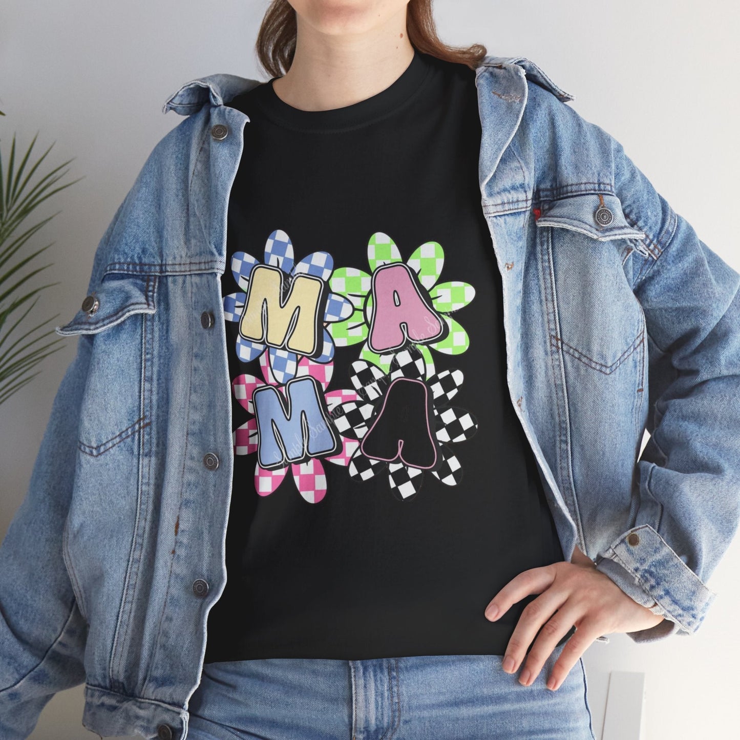 Colorful Mama Floral Tee Heavy Cotton Tee, Gift for Mom
