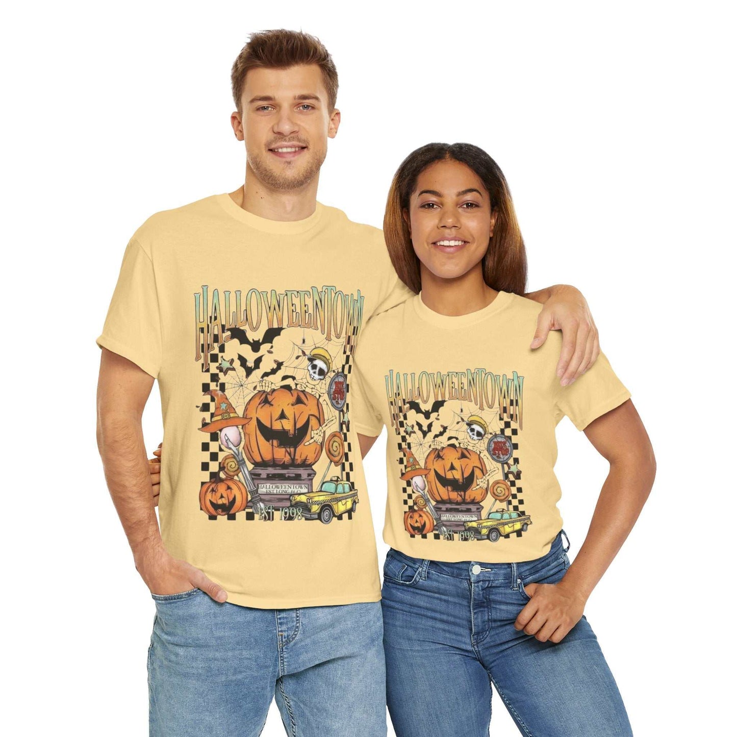 Retro Halloweentown Shirt featuring vintage Halloween design with pumpkins and ghosts.