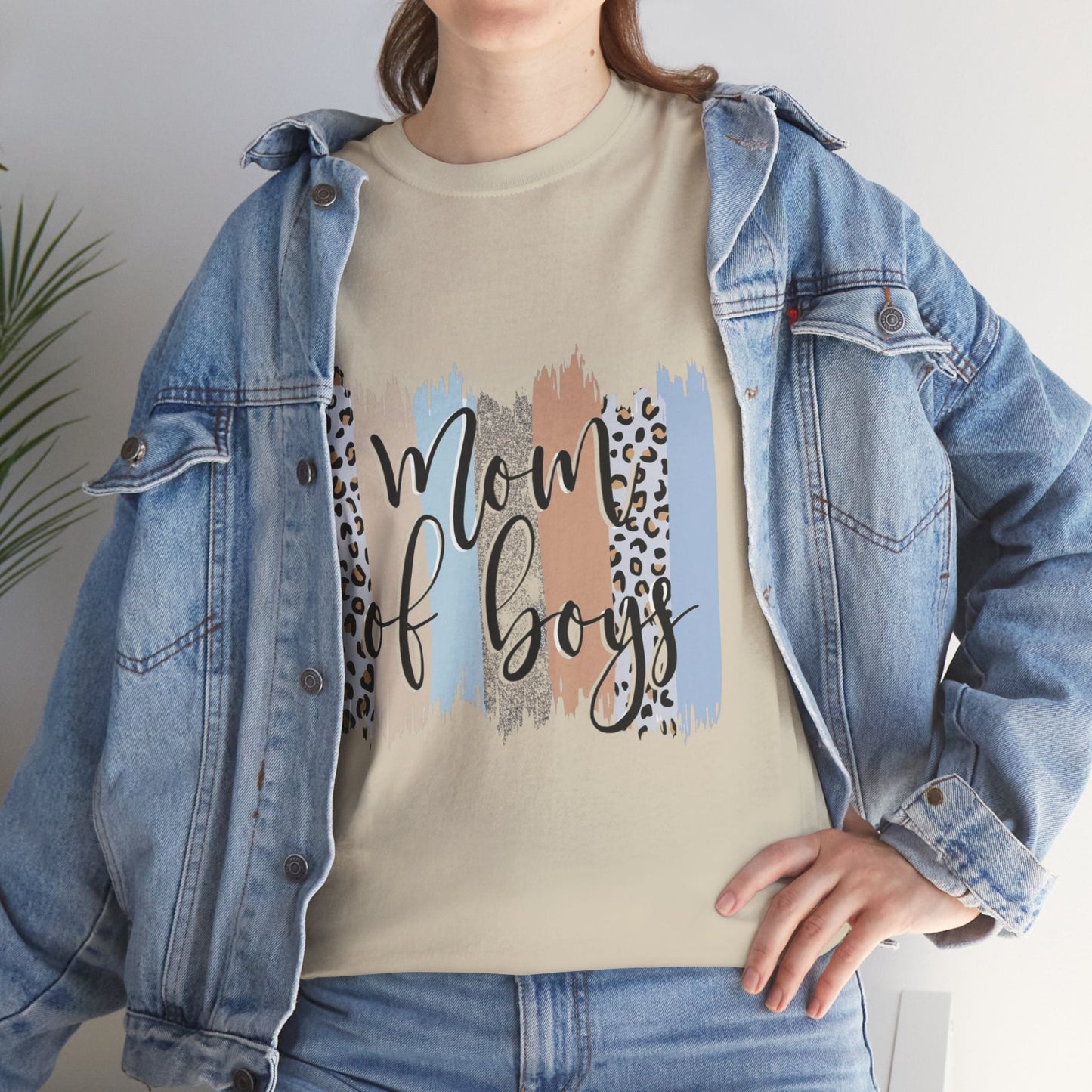 Mom of Boys T-Shirt Heavy Cotton Tee - Cute Women's Tee for Mothers