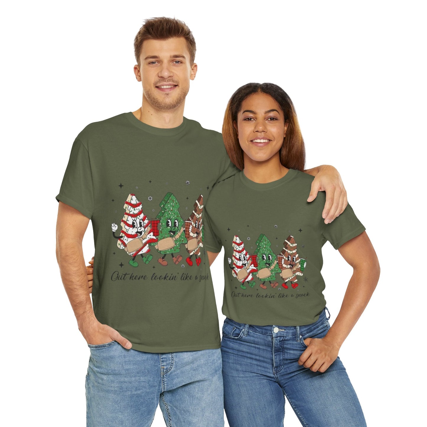 Festive Christmas shirt with holiday design, perfect gift, Out Here Looking Like a Snack Shirt.