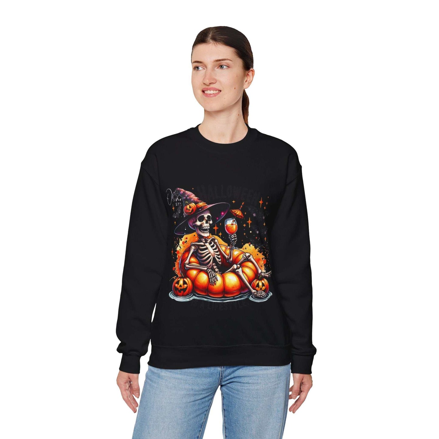 Halloween Skeleton Sweatshirt, Cozy Unisex Crewneck for Fall Celebrations, Perfect Gift