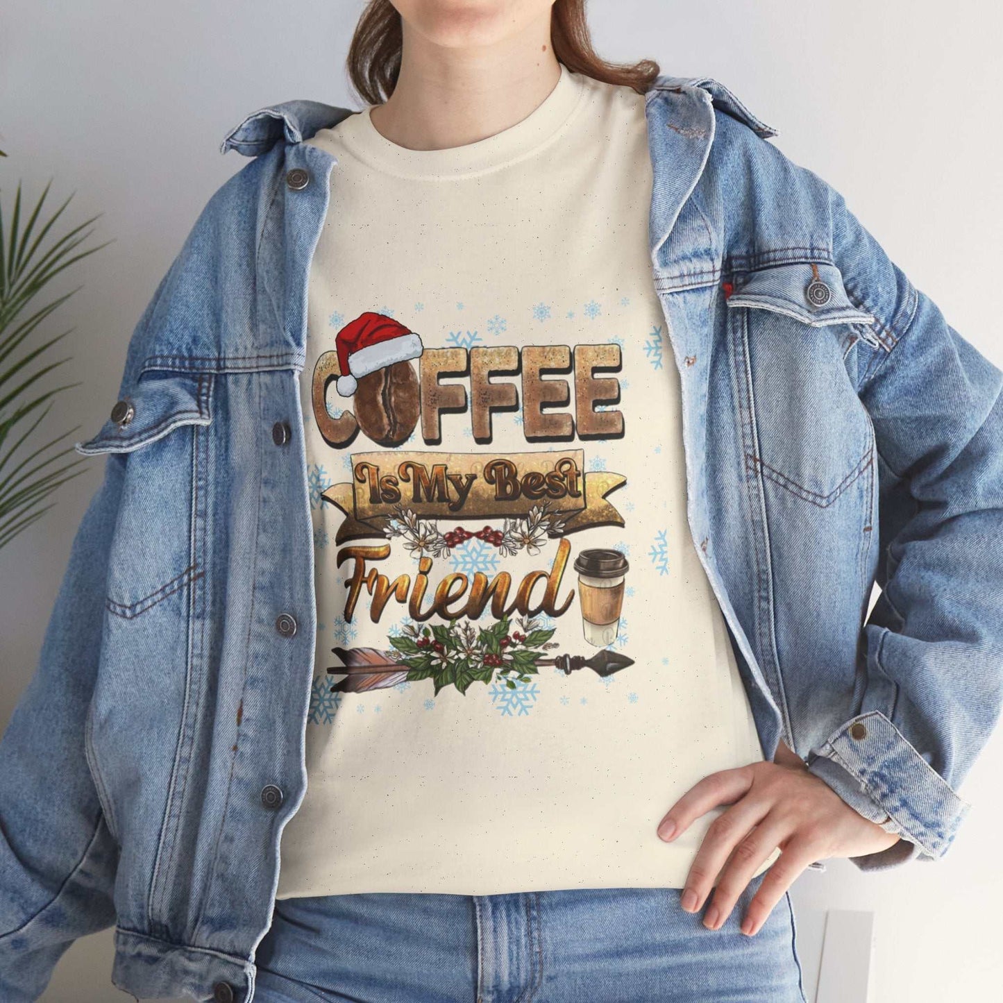 Christmas coffee lover t-shirt, perfect holiday gift, cozy and festive design, unisex cotton tee.