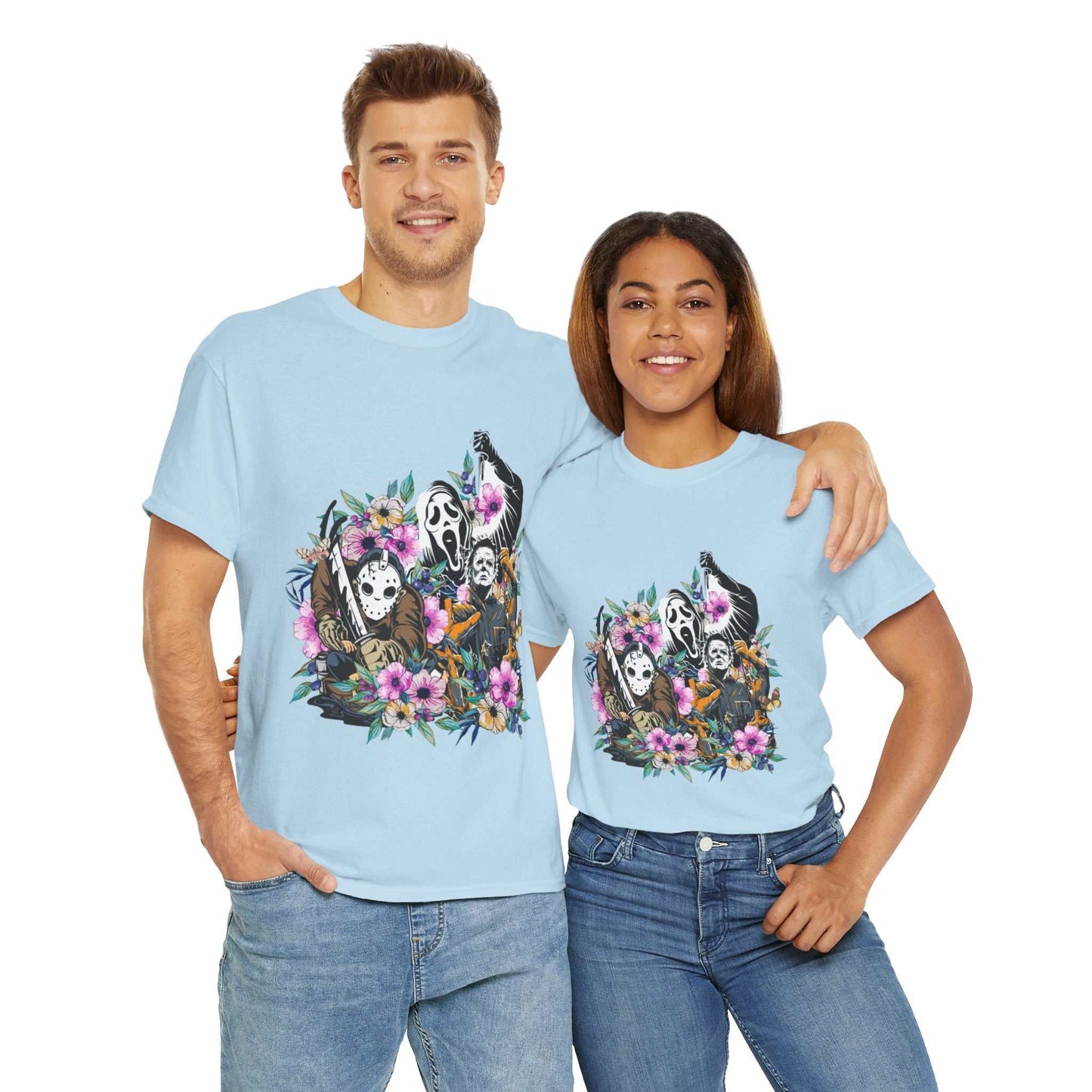 Floral Skull Tee | Unisex Heavy Cotton Shirt, Boho Style, Gift for Nature Lovers