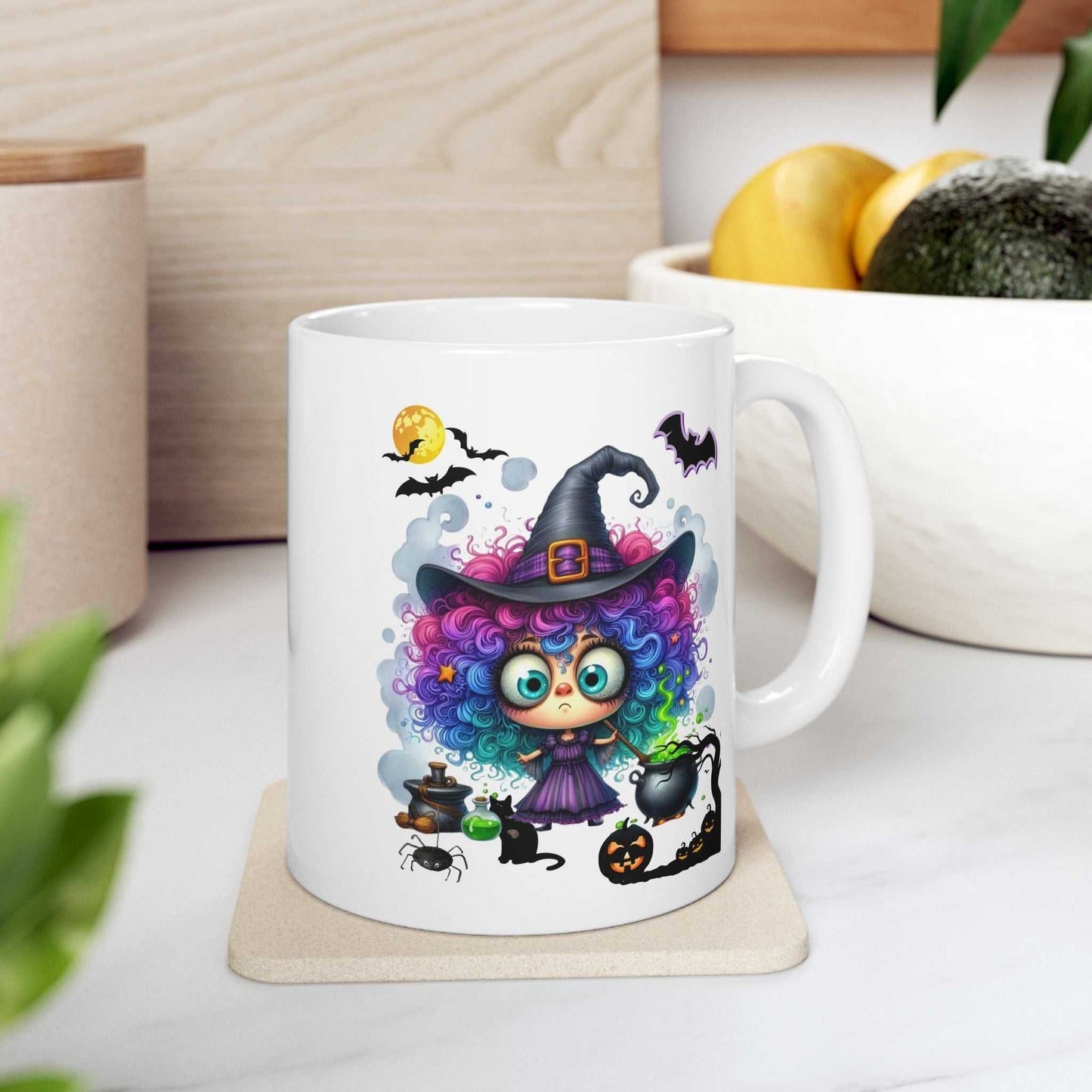 Halloween Girl Mugs with cute girl ghost design, perfect Halloween gift for girls who love spooky season fun.