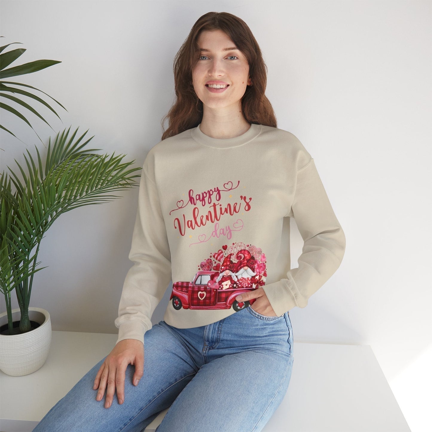 Valentines Day Truck Hearts Sweatshirt -Cute Love Gift for Valentines