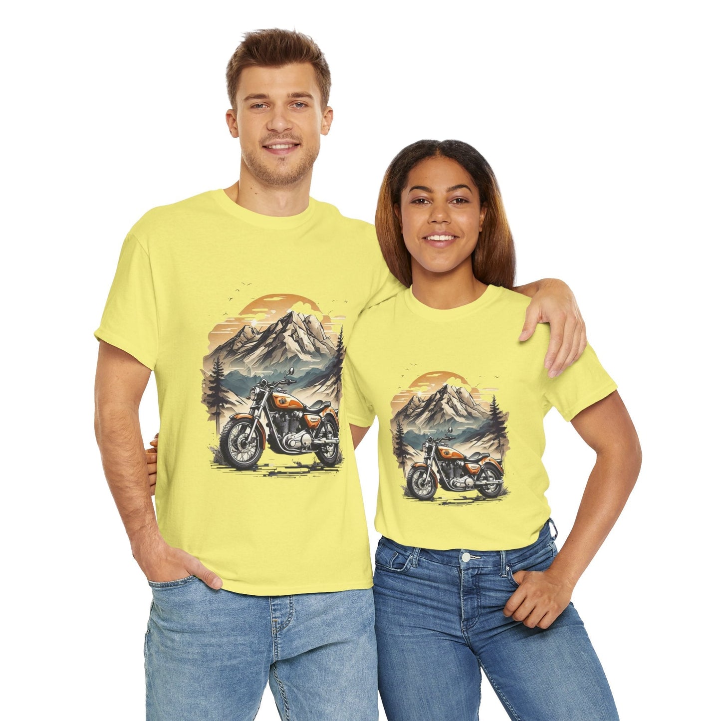Adventure Awaits Motorcycle Tee - Unisex Heavy Cotton T-Shirt