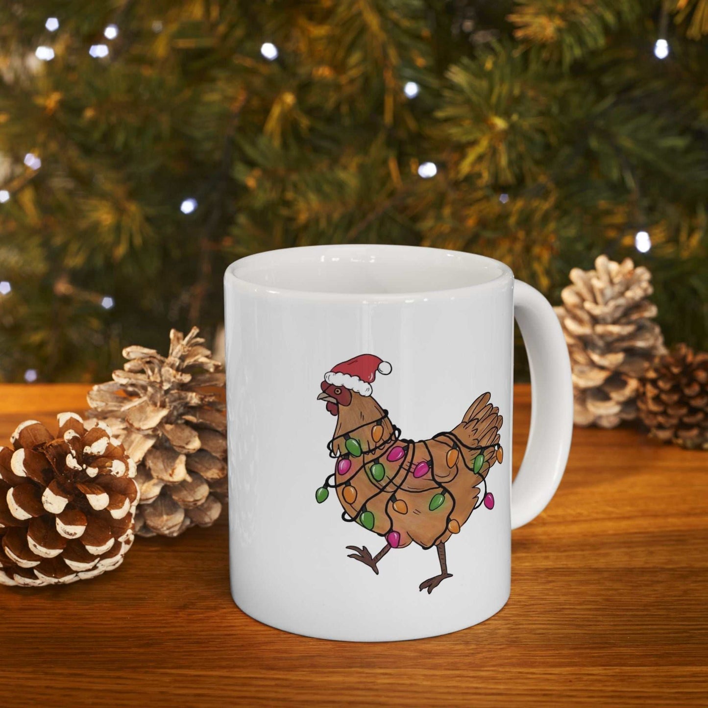 Funny Christmas Chicken Mugs, Christmas Gift for Farmer