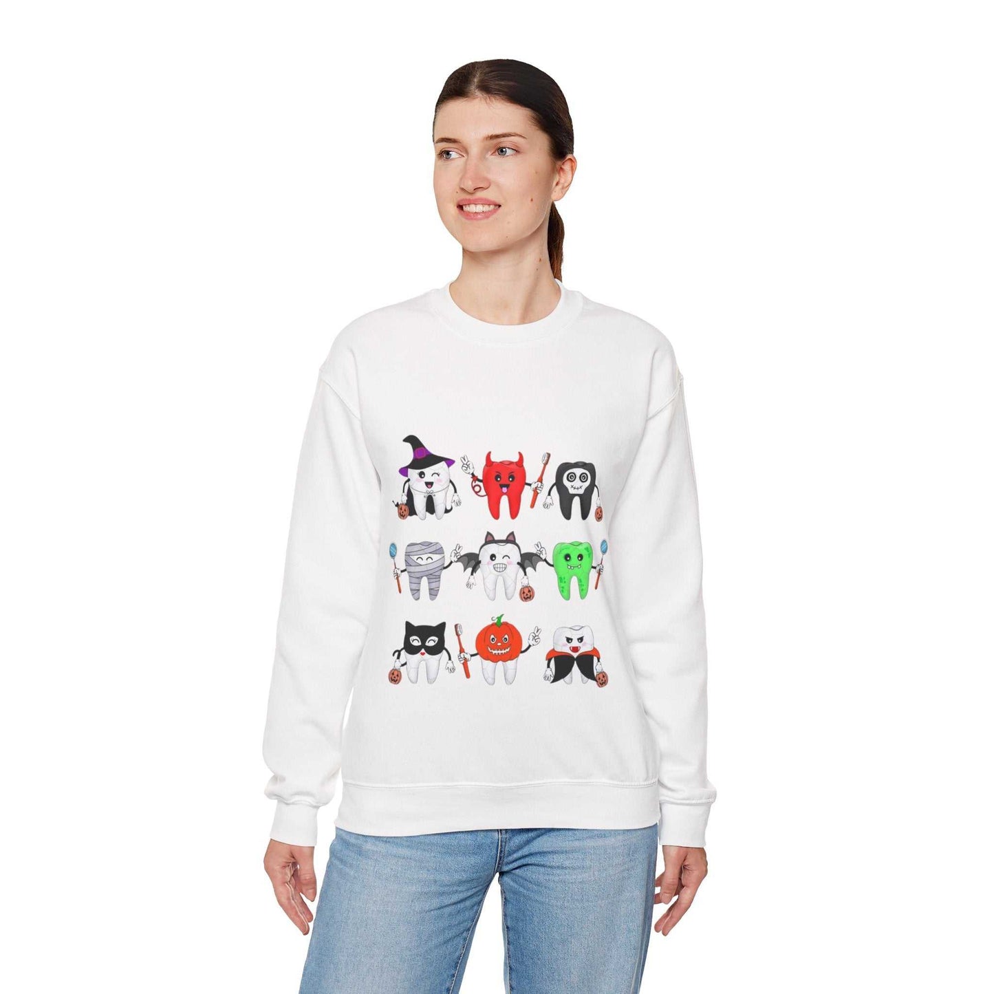 Cute Halloween Crewneck Sweatshirt, Spooky Season Clothing, Dental Trick or Treat Gift