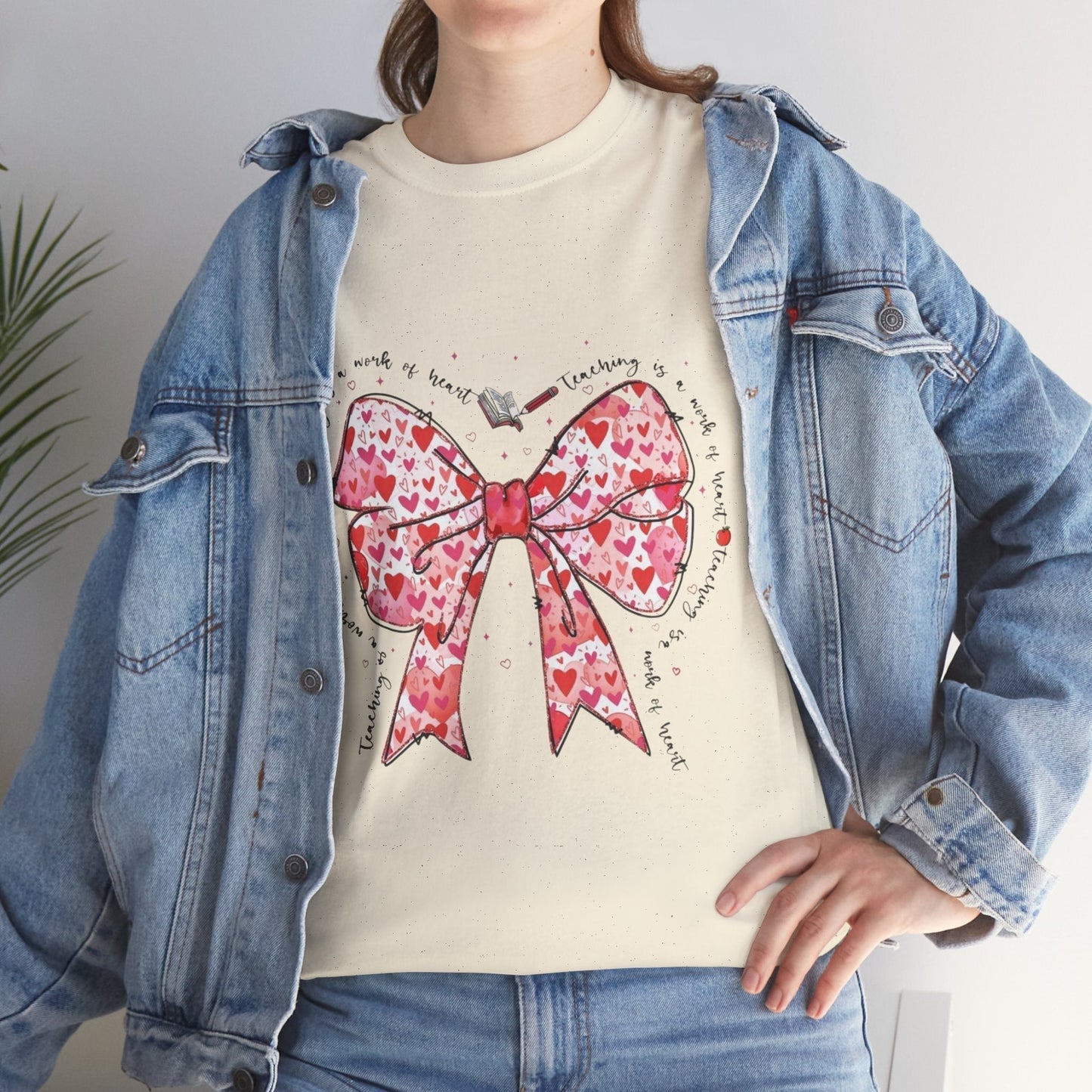 Teaching Is A Work Of Heart T-Shirt, Coquette Teacher Valentine Gift
