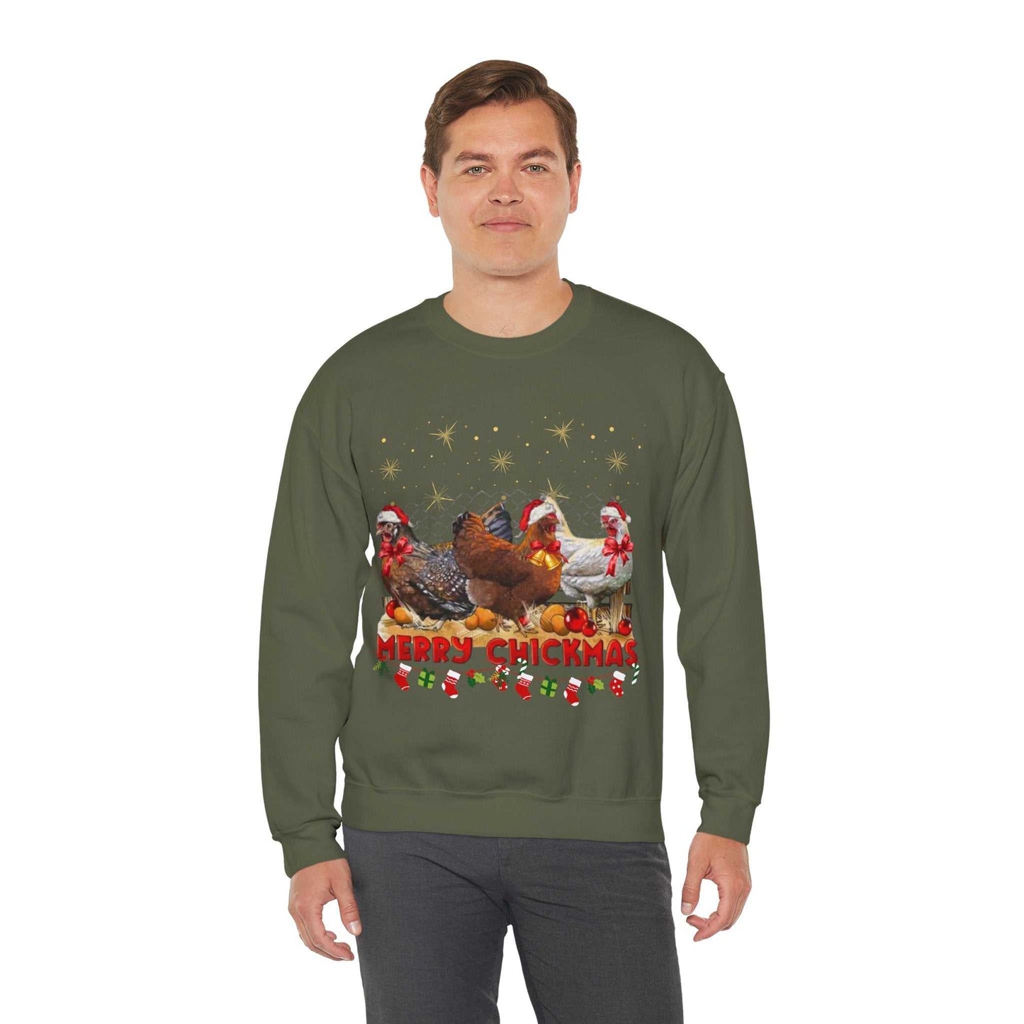 Merry Chickmas Sweatshirt, Cute Christmas Chickens Gift