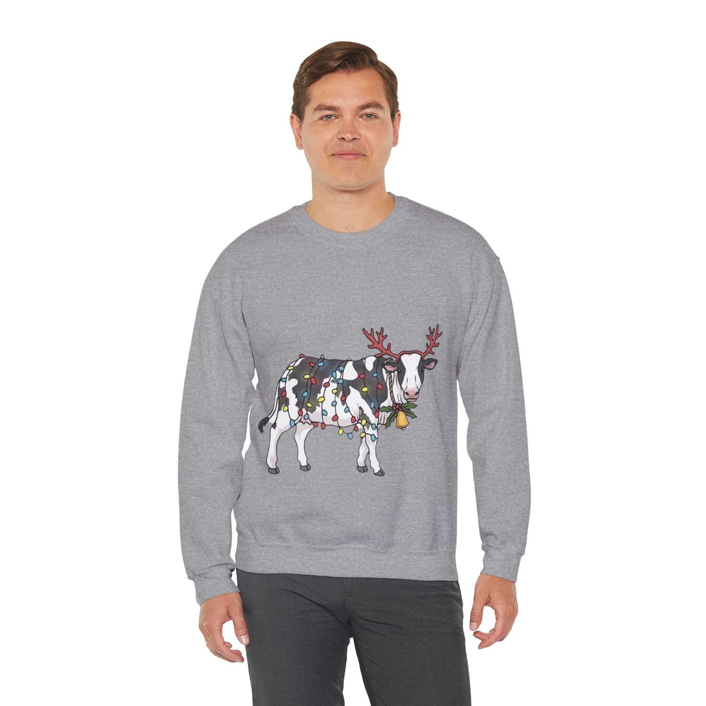 Cute Cow Christmas Lights Sweatshirt, Cow Animal Lover Gift