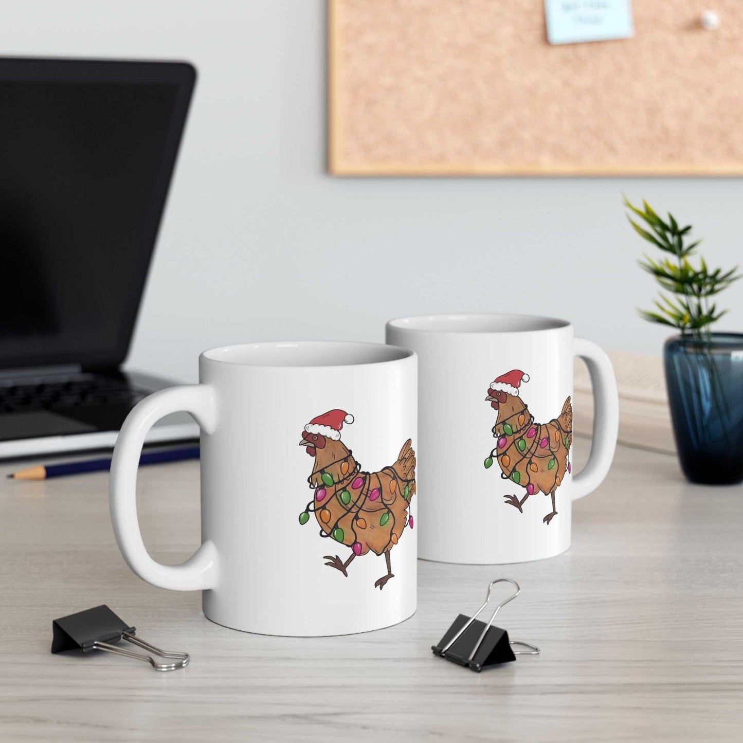 Funny Christmas Chicken Mugs, Christmas Gift for Farmer