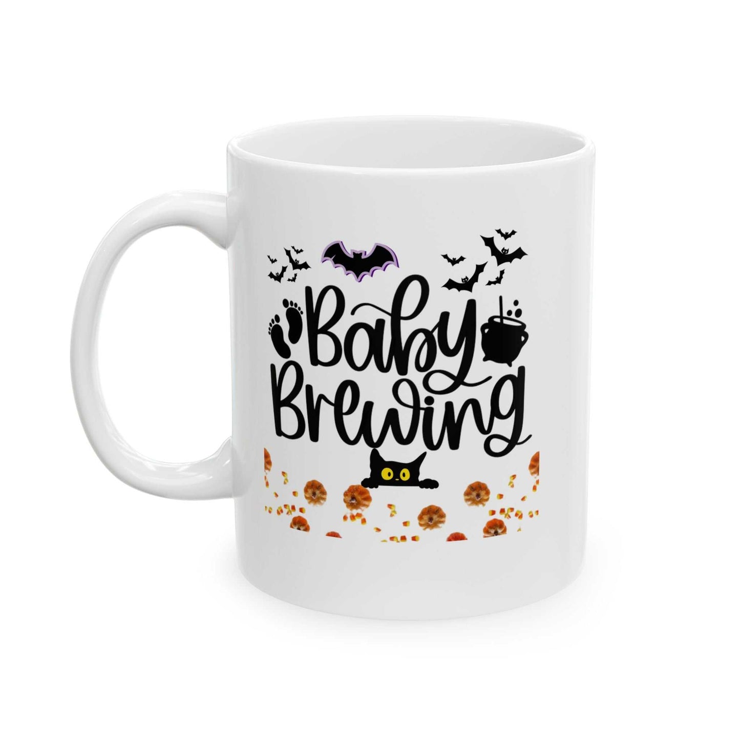 Baby Brewing Halloween Mugs, Spooky Maternity Gift, Pregnancy Mug