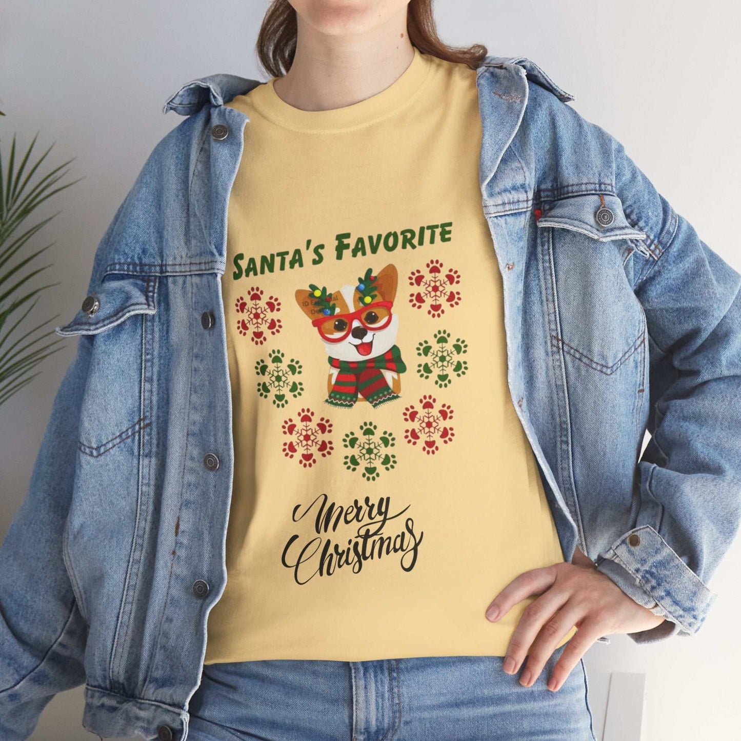 Santa's Favorite Dog Shirt with festive design and Christmas theme.
