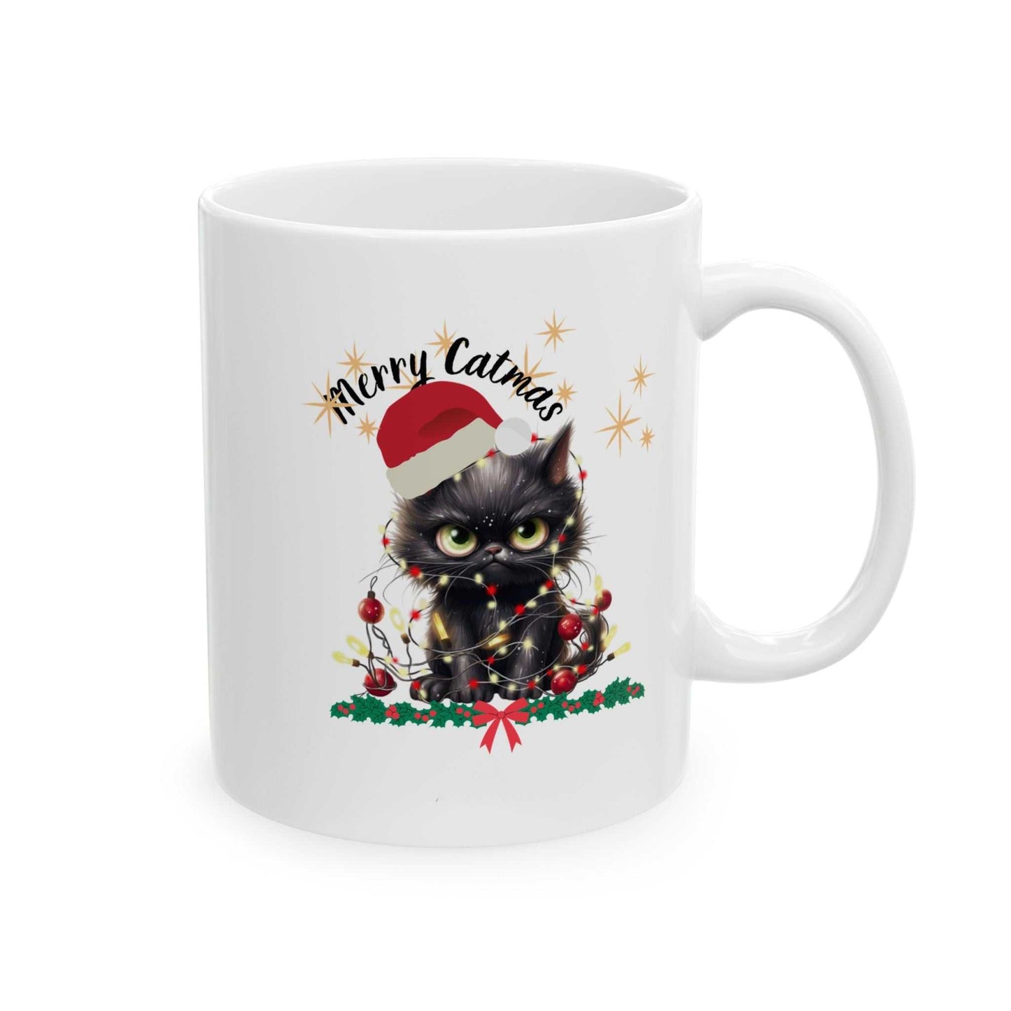 Merry Catmas Christmas Mugs, Cute Cat Christmas Gift