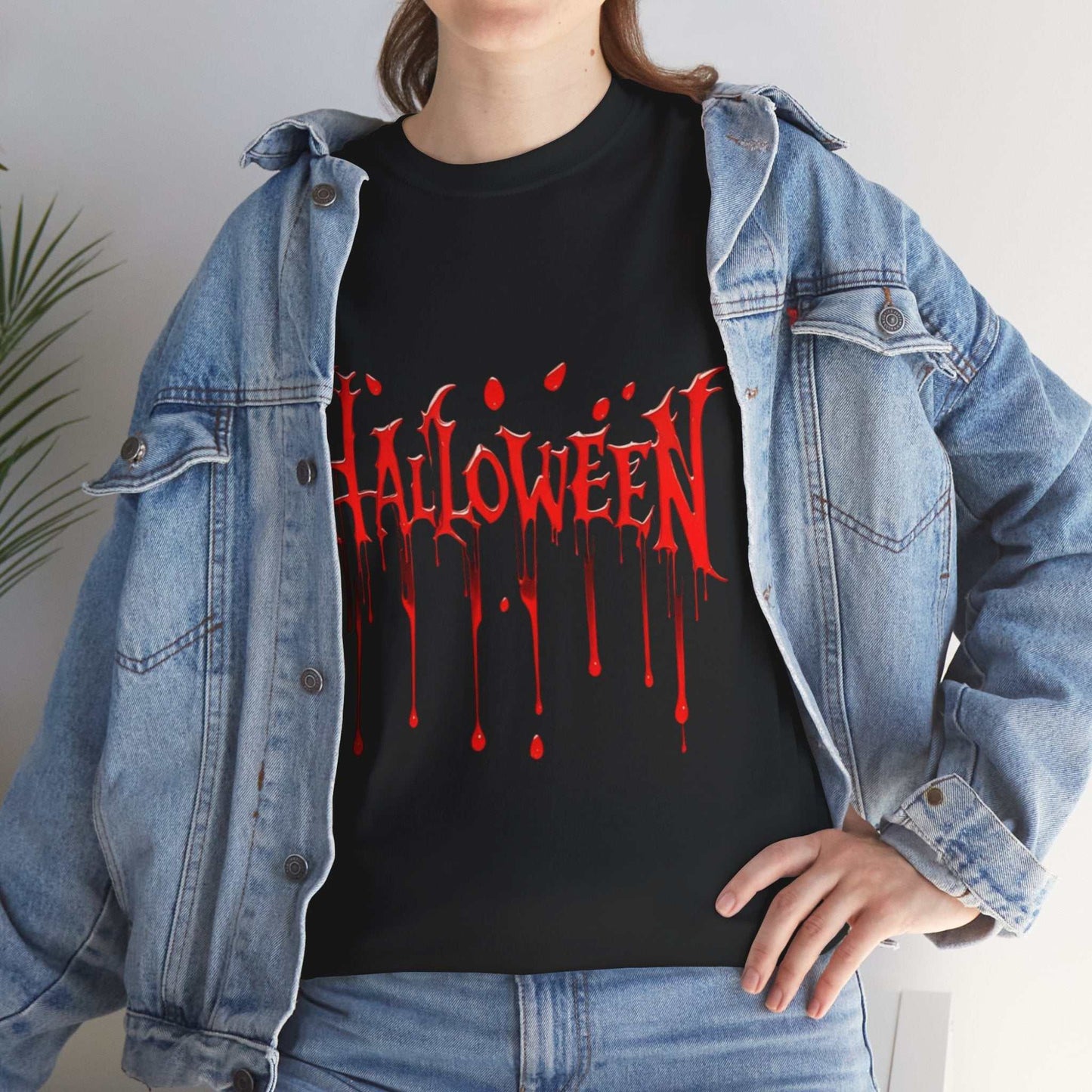 Halloween Blood Drip Unisex Heavy Cotton Tee, Spooky Shirt, Halloween Costume Gift