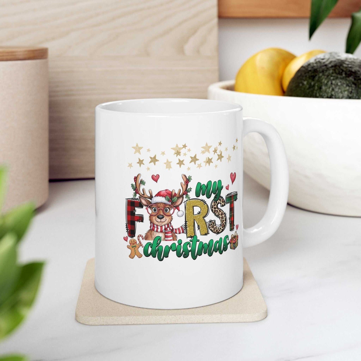 My First Christmas Mug ā Festive family mug gift featuring a holiday design, perfect for new parents, babies, and loved ones celebrating their first Christmas