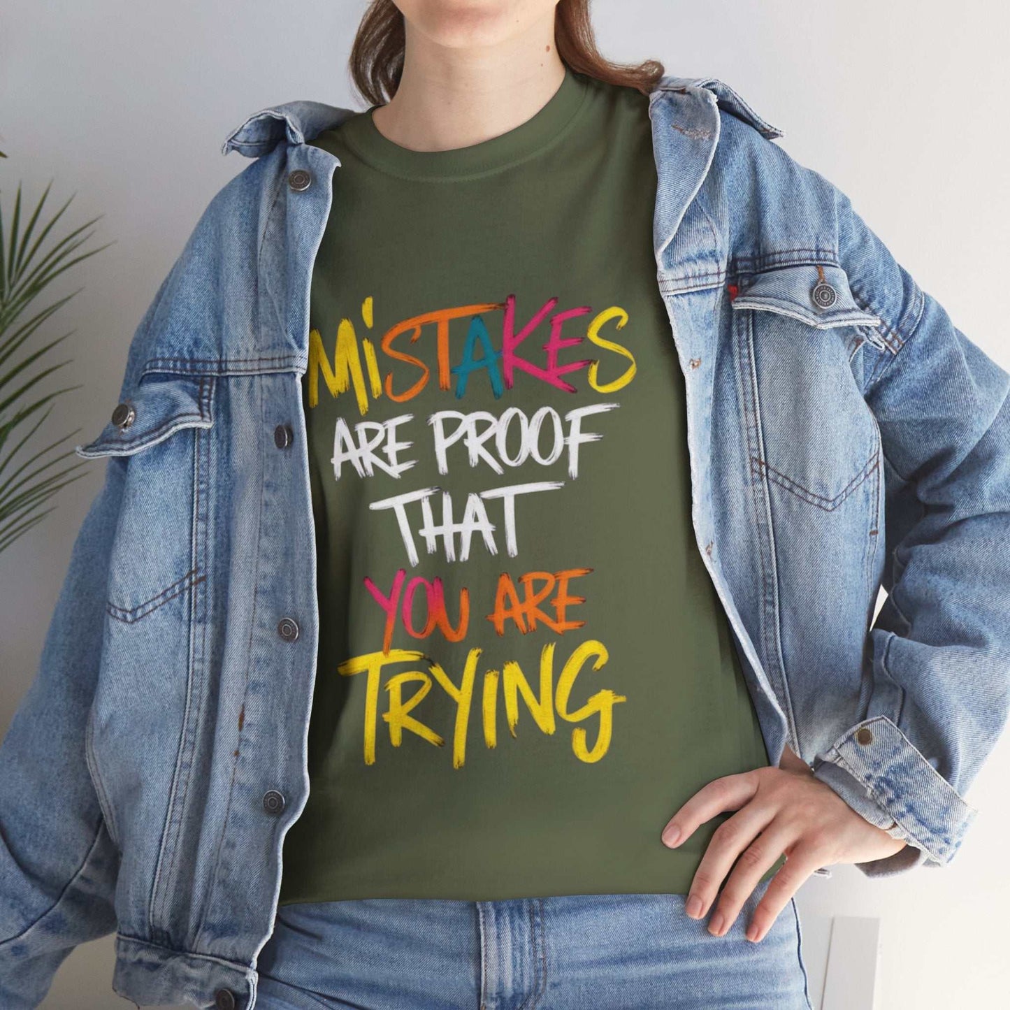 Inspiration Quote Tee - Mistakes are Proof That You Are Trying, Motivational T-Shirt, Gift for Students
