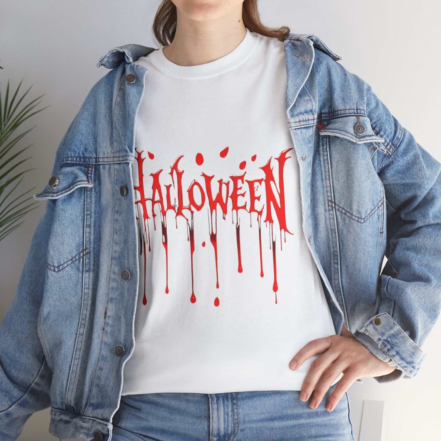 Halloween Blood Drip Unisex Heavy Cotton Tee, Spooky Shirt, Halloween Costume Gift