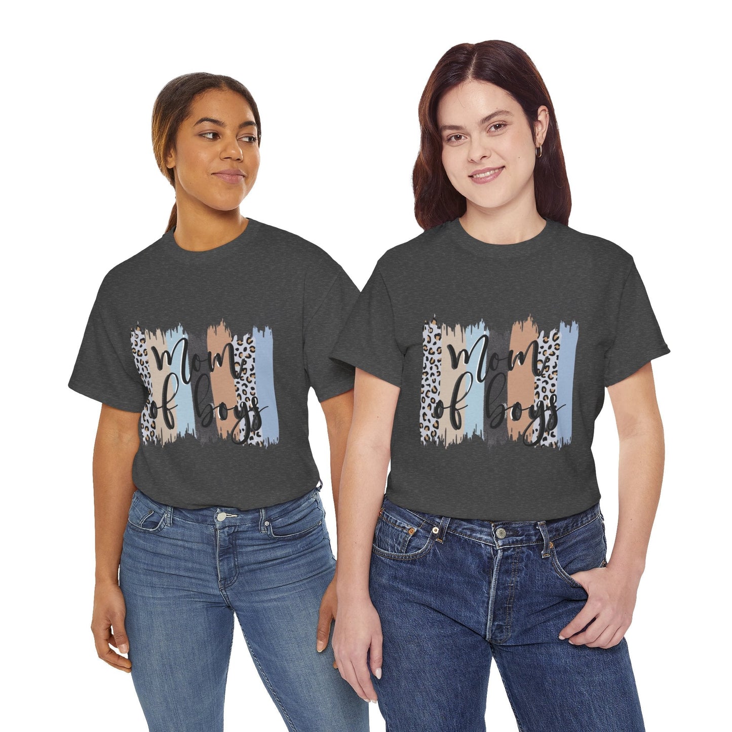 Mom of Boys T-Shirt Heavy Cotton Tee - Cute Women's Tee for Mothers