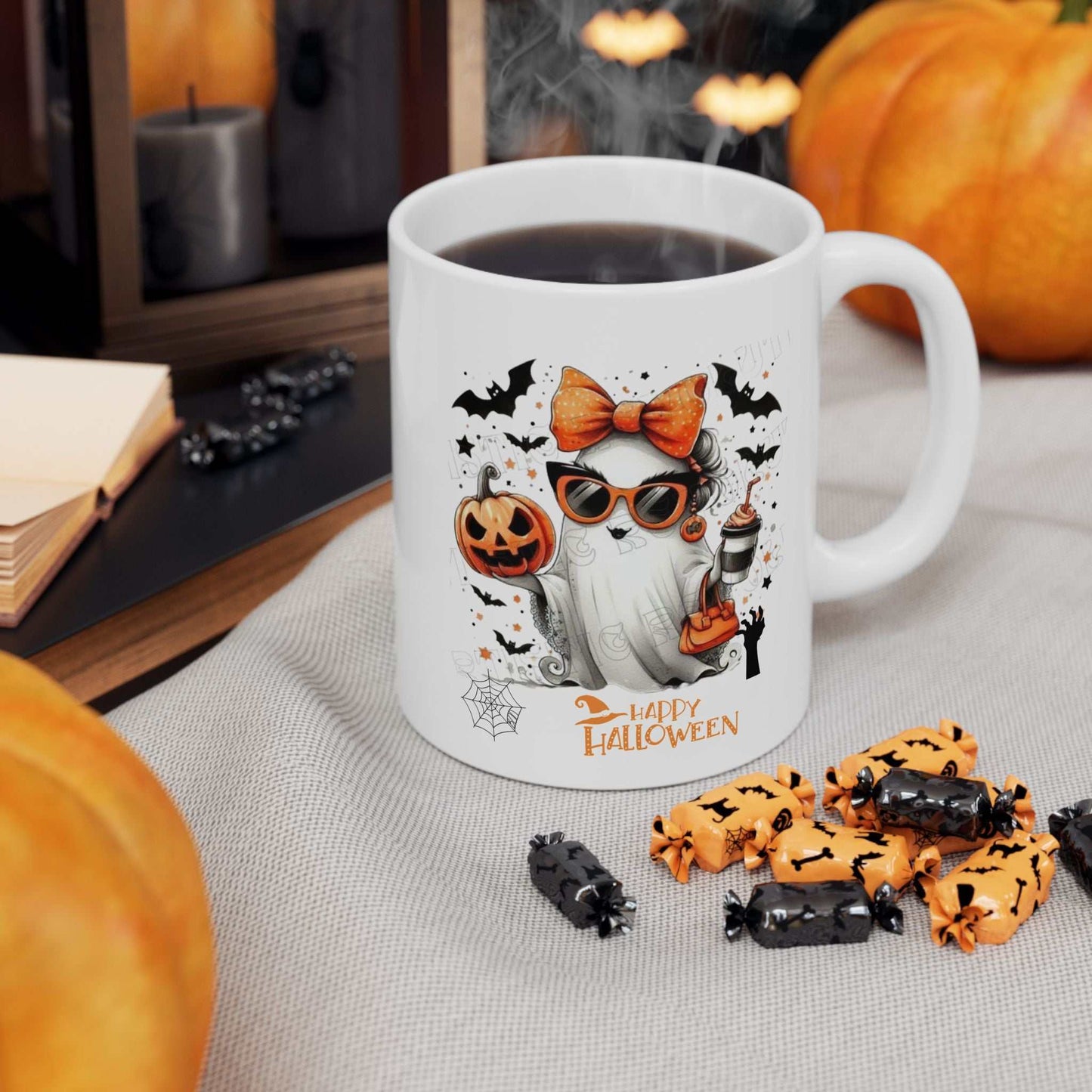 Halloween Girl Mugs, Cute Girl Ghost Gift, Spooky Season Mug
