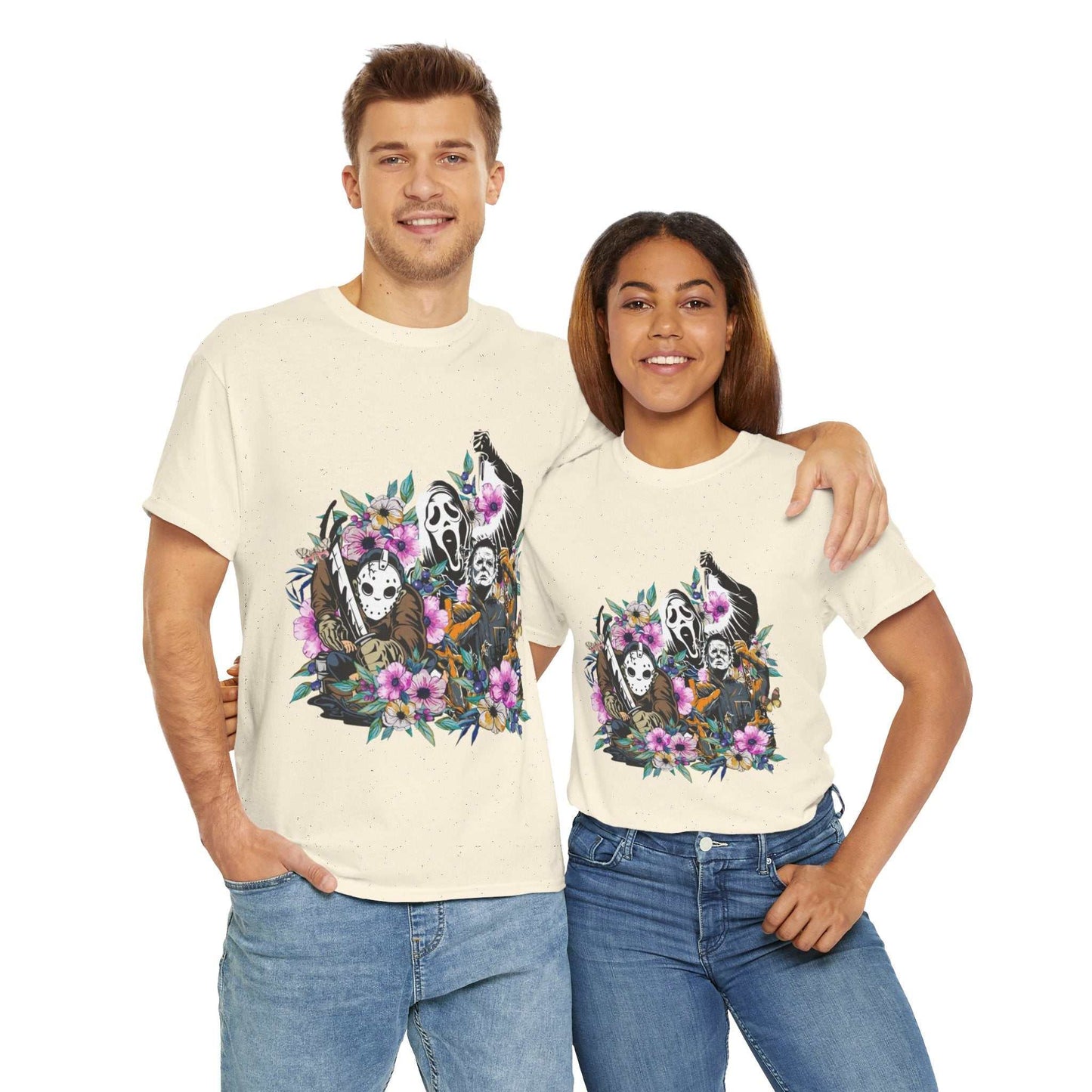 Floral Skull Tee | Unisex Heavy Cotton Shirt, Boho Style, Gift for Nature Lovers
