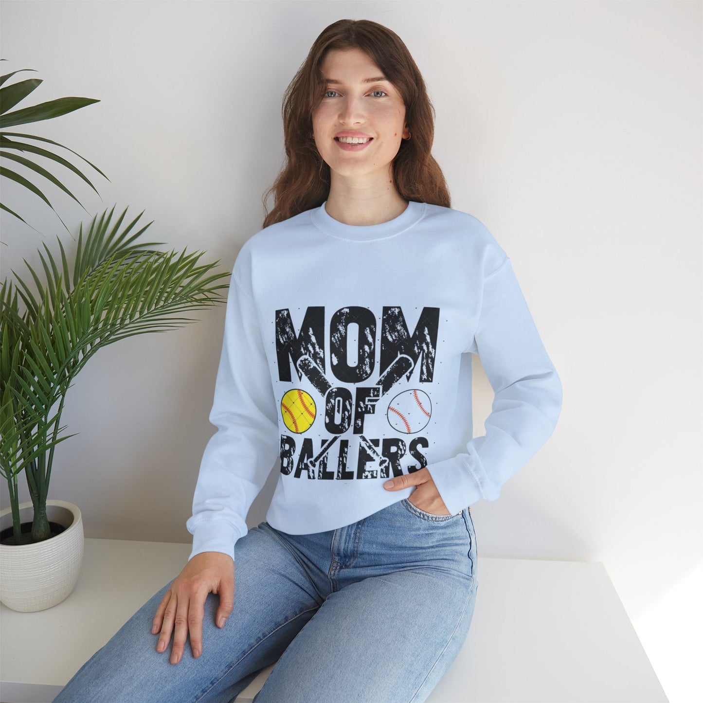 Mom of Ballers Crewneck Sweatshirt - Unisex Heavy Blend