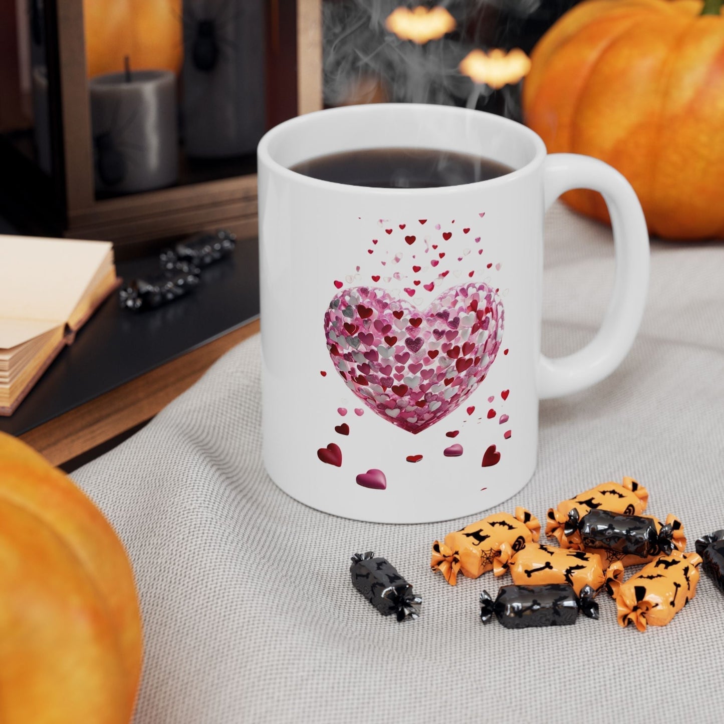 3D Hearts Valentines Day Mugs, Red Hearts Mugs Gift