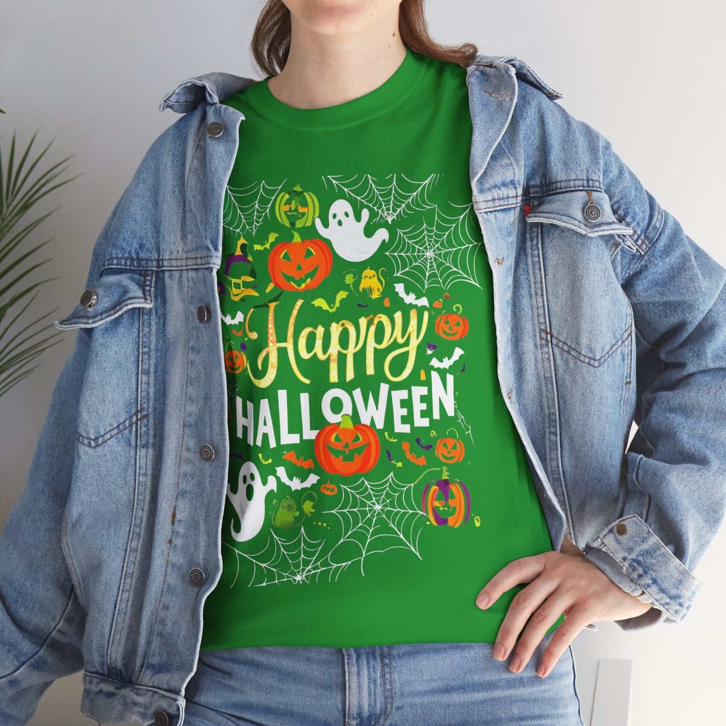 Happy Halloween Unisex Heavy Cotton Tee, Spooky T-Shirt, Fun Costume Gift