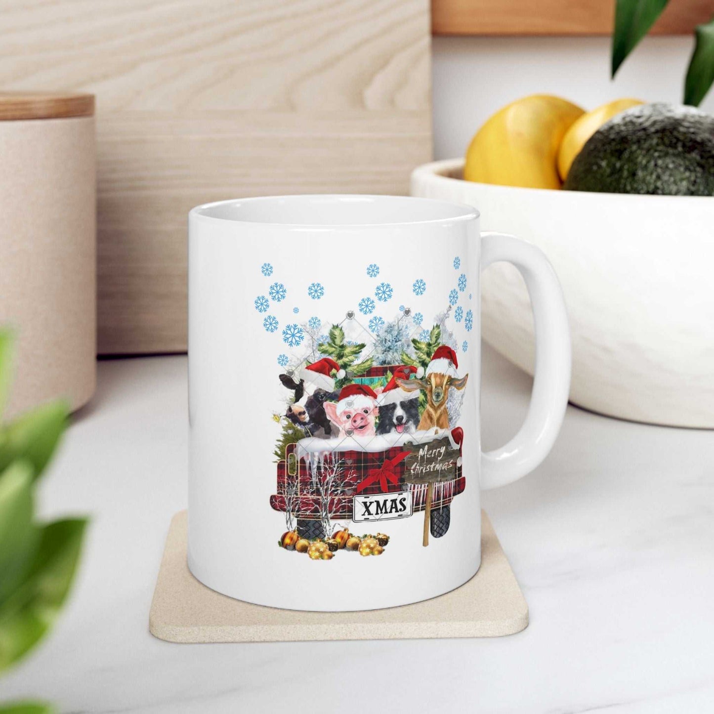 Funny Christmas Animals Mugs, Christmas Gift for Farmer