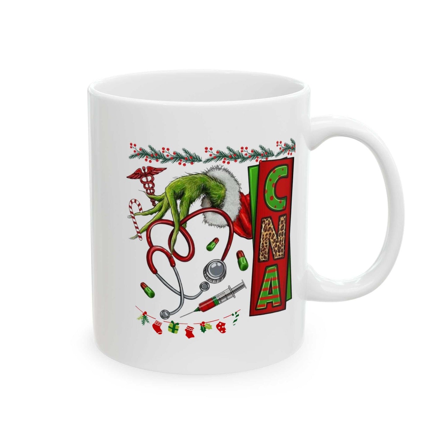 Nurse Stethoscope Christmas Mug, Grinch Stethoscope Gift