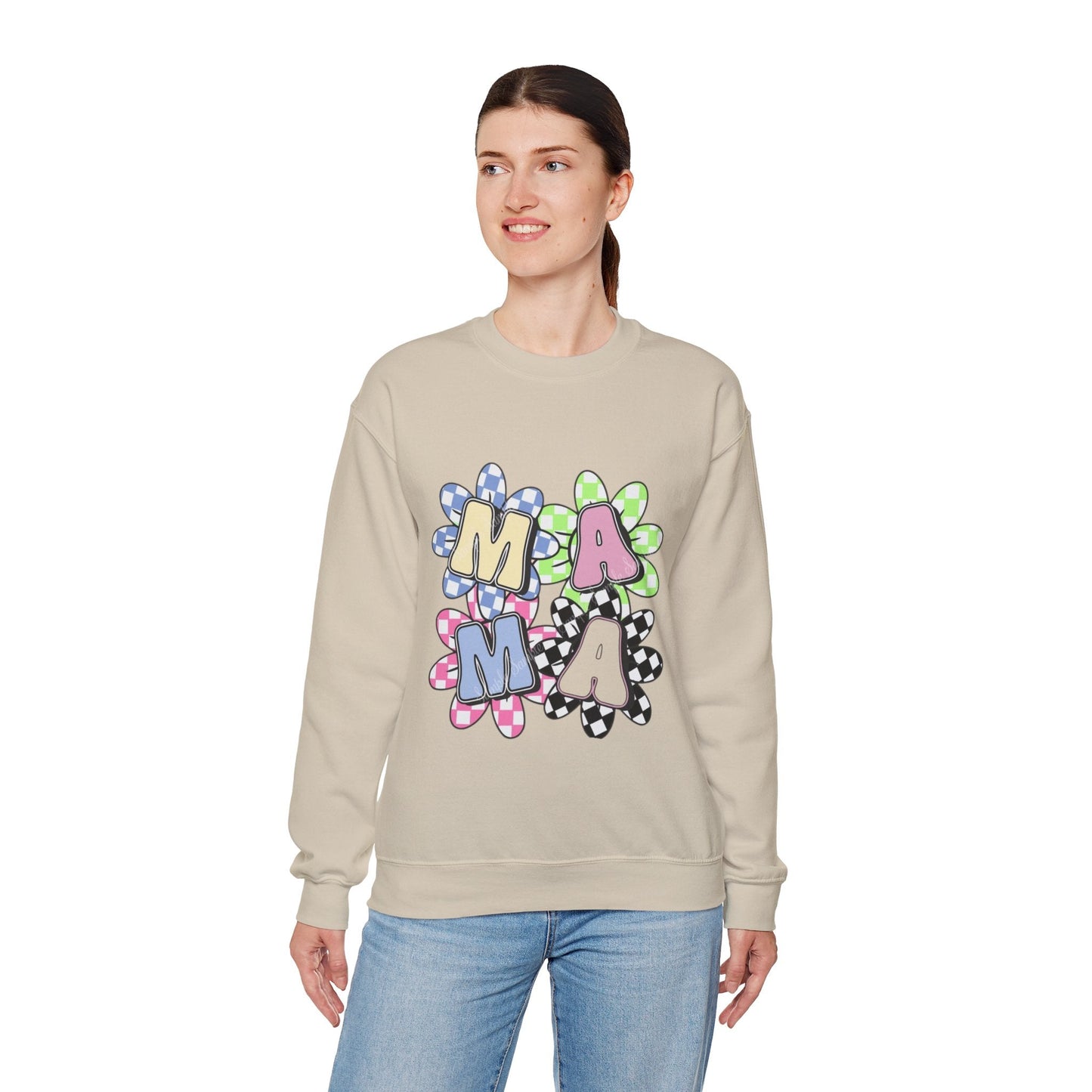 Colorful Floral MAMA Crewneck Sweatshirt for Moms, Gift for Mom