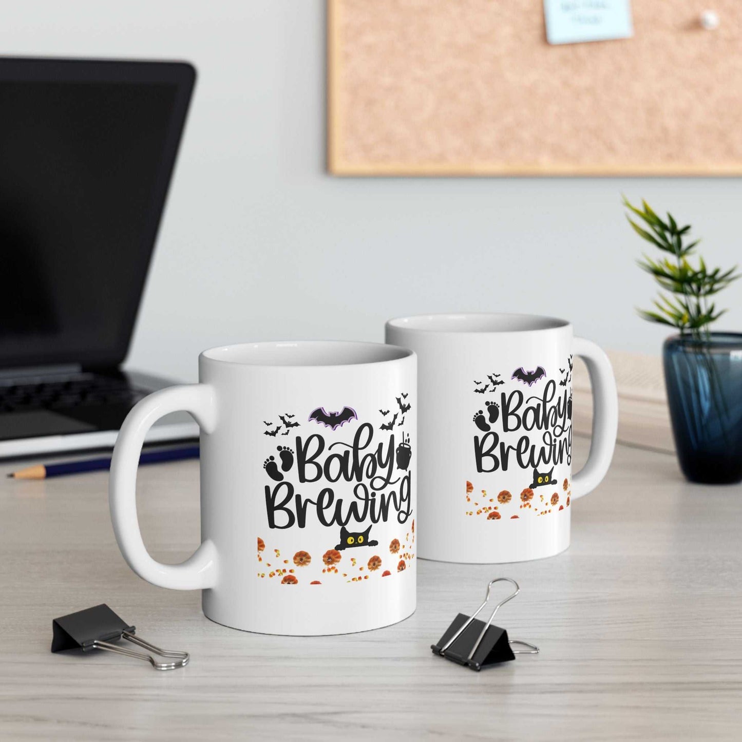 Baby Brewing Halloween Mugs, Spooky Maternity Gift, Pregnancy Mug