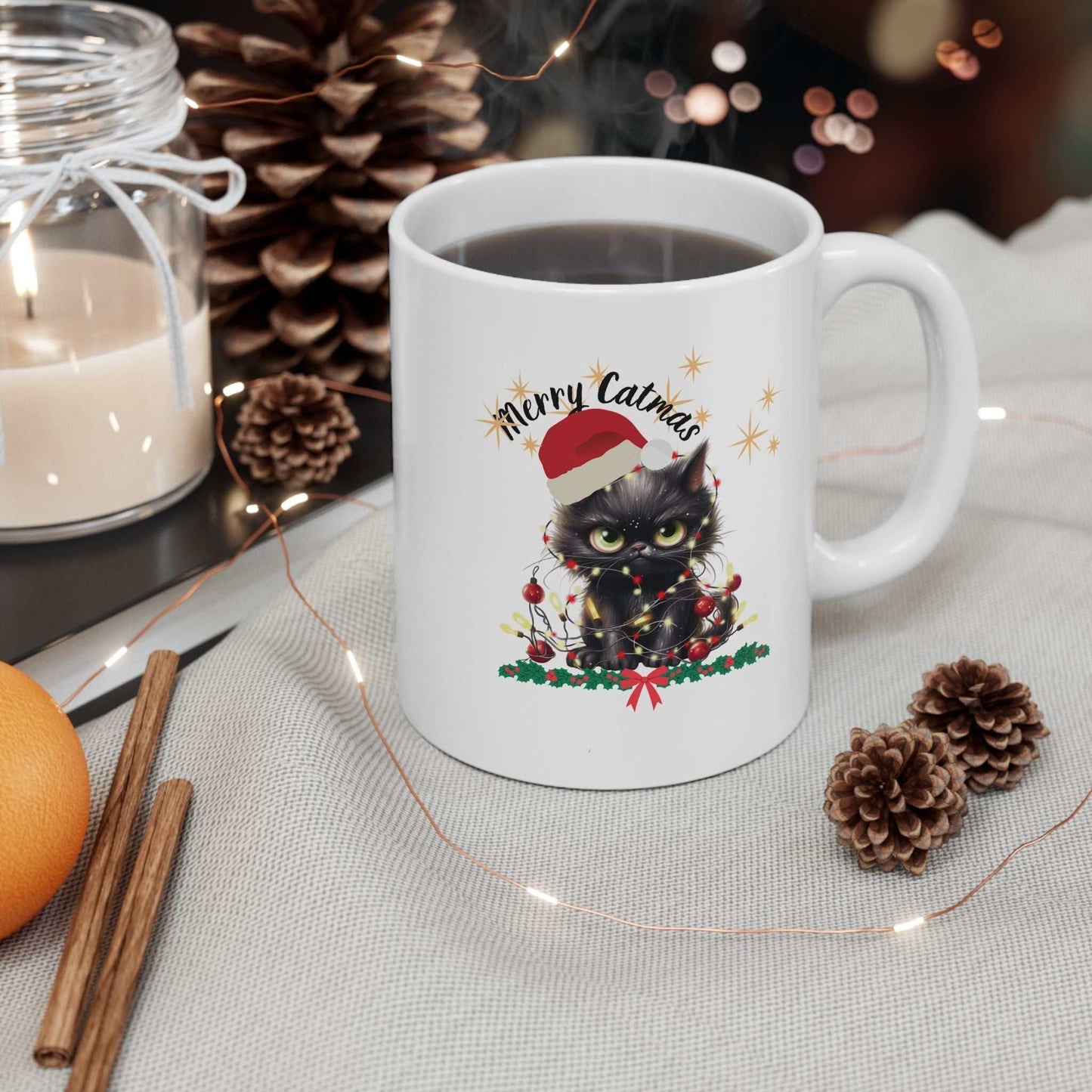 Merry Catmas Christmas Mugs, Cute Cat Christmas Gift