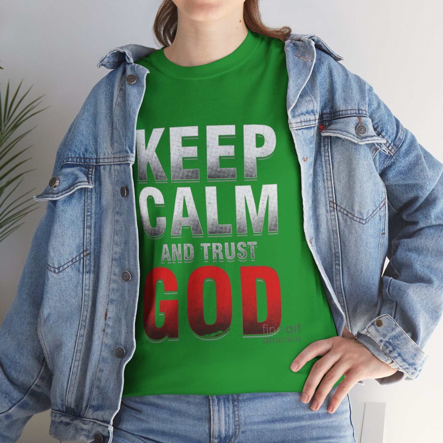 Inspirational Unisex Heavy Cotton Tee, Keep Calm and Trust God T-Shirt