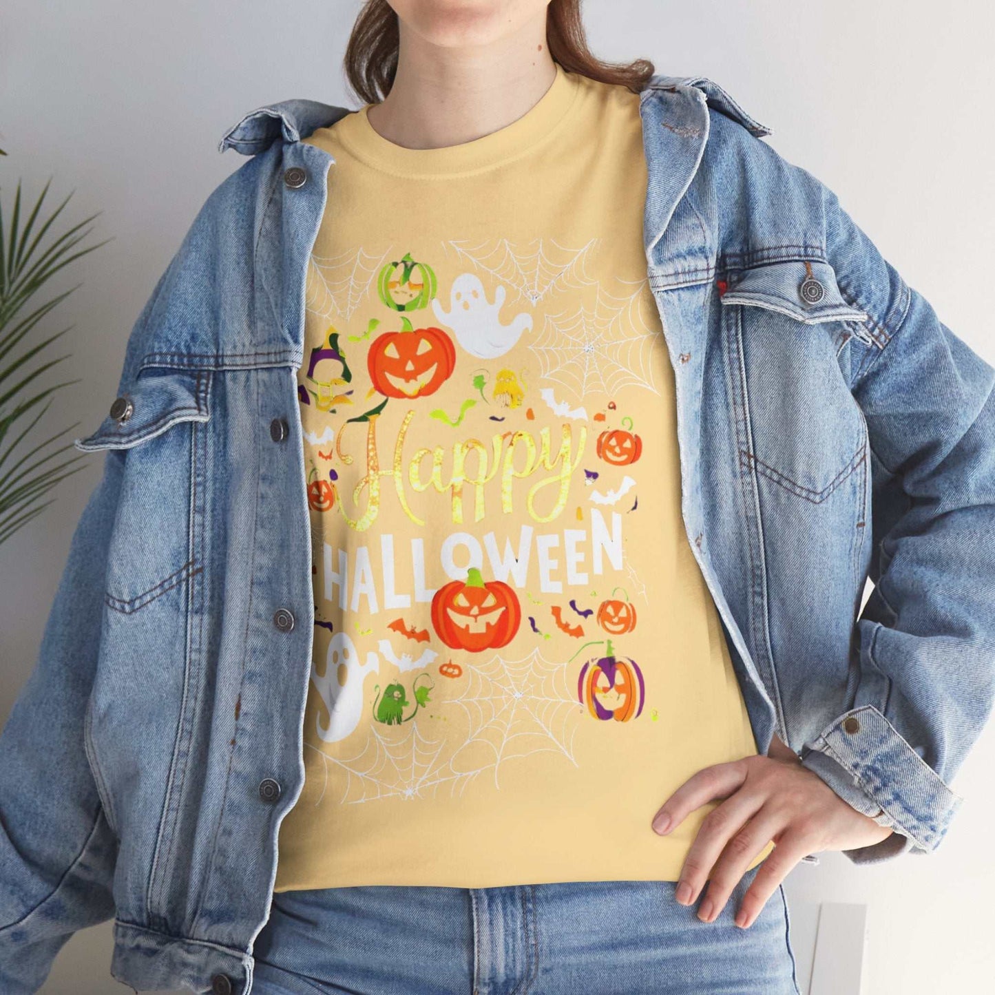 Happy Halloween Unisex Heavy Cotton Tee, Spooky T-Shirt, Fun Costume Gift