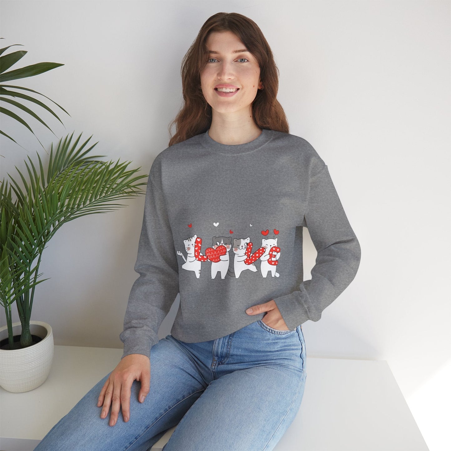 Cats Lover Valentine Sweatshirt, Valentine's Day Gift