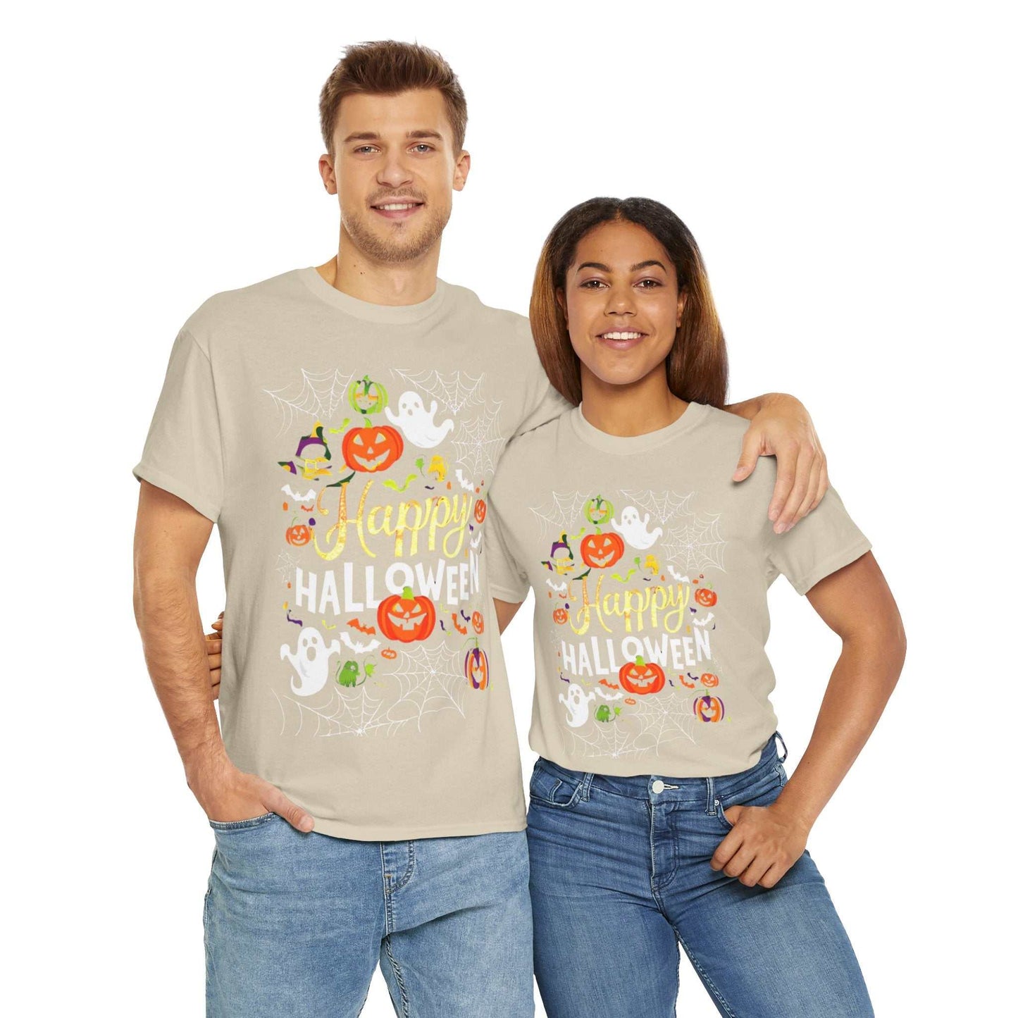 Happy Halloween Unisex Heavy Cotton Tee, Spooky T-Shirt, Fun Costume Gift